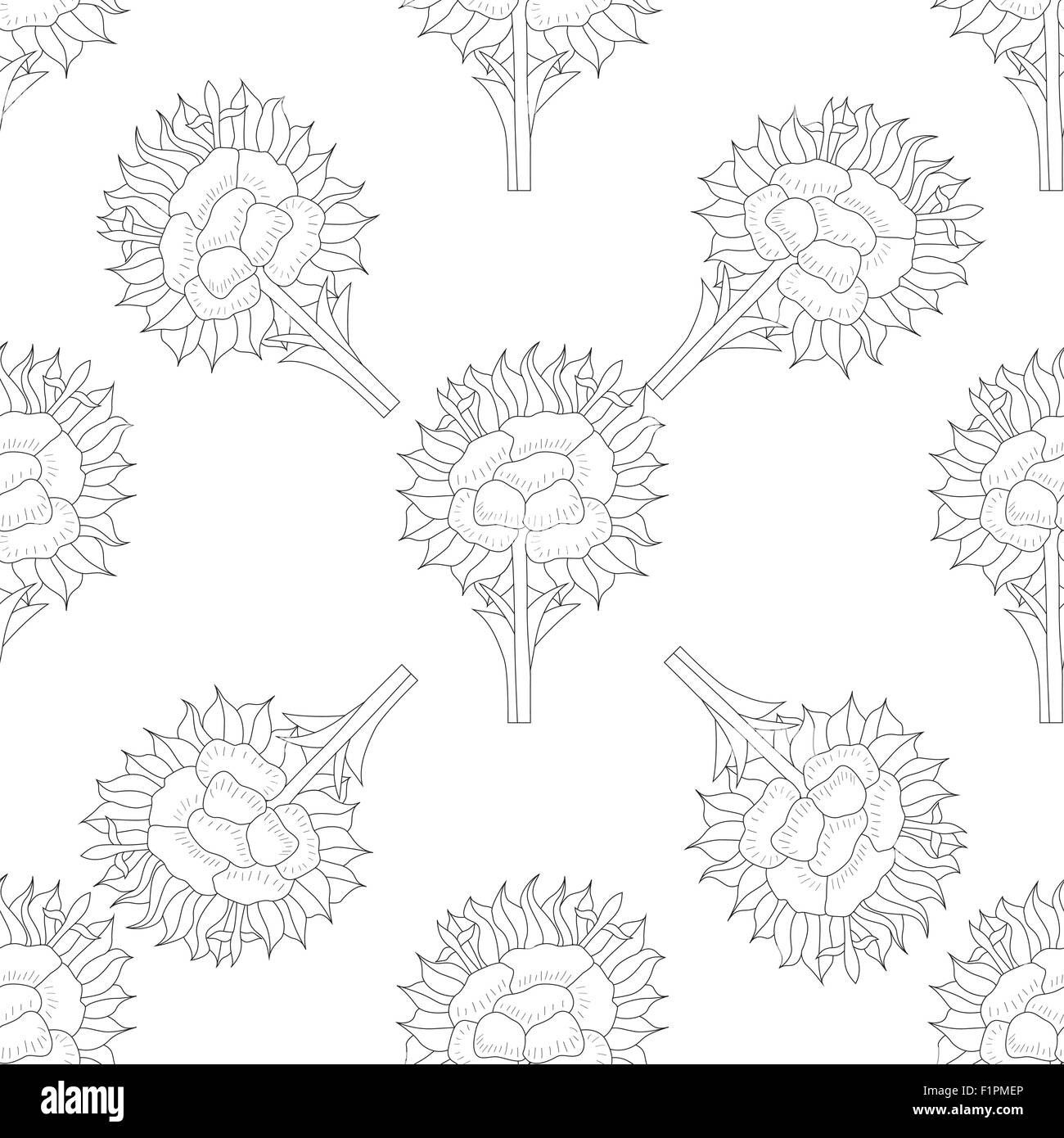 Abstract black and white seamless pattern with floral background Stock ...
