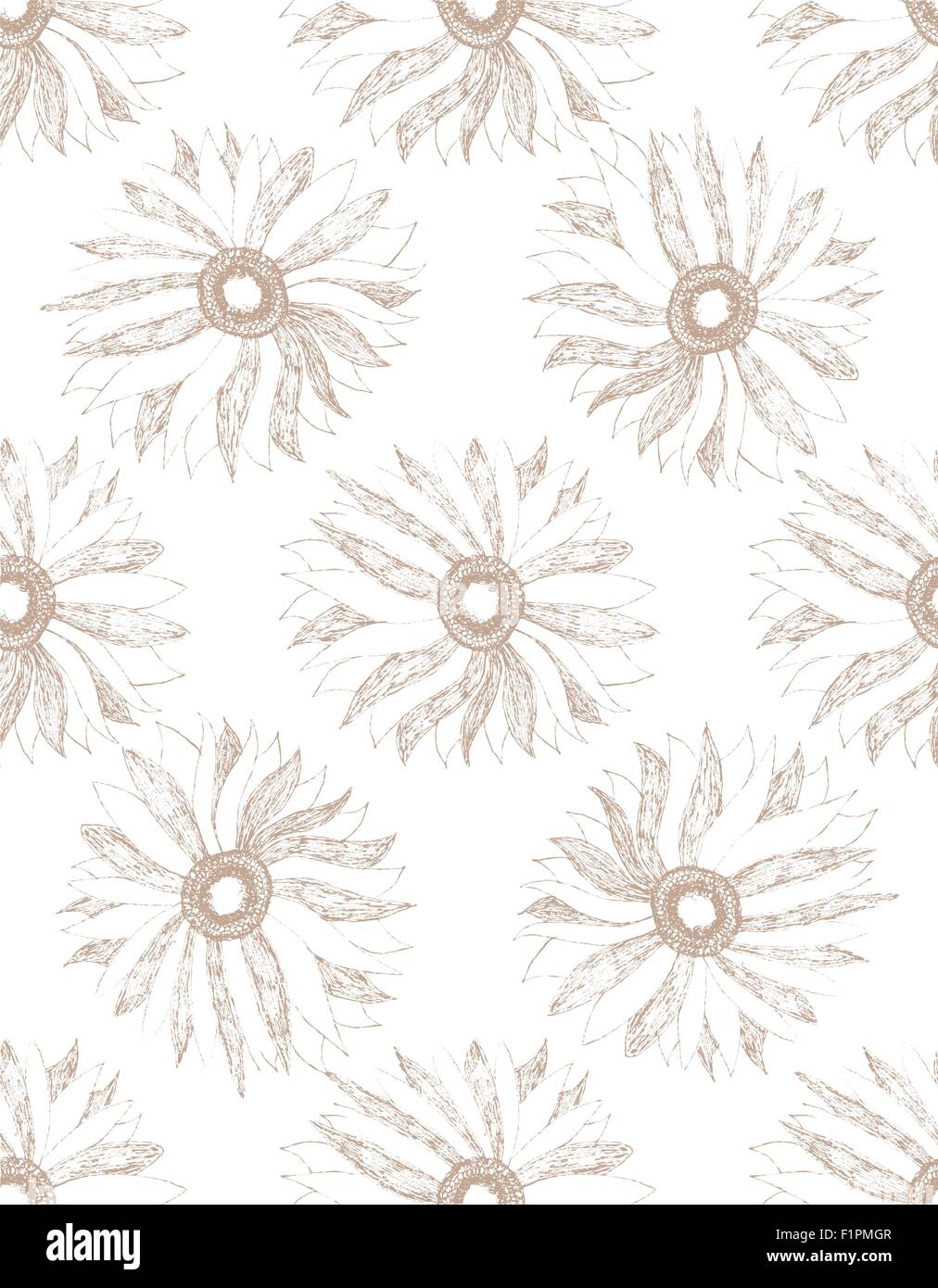 Vintage floral seamless pattern with hand drawn flowers Vector illustration Stock Vector