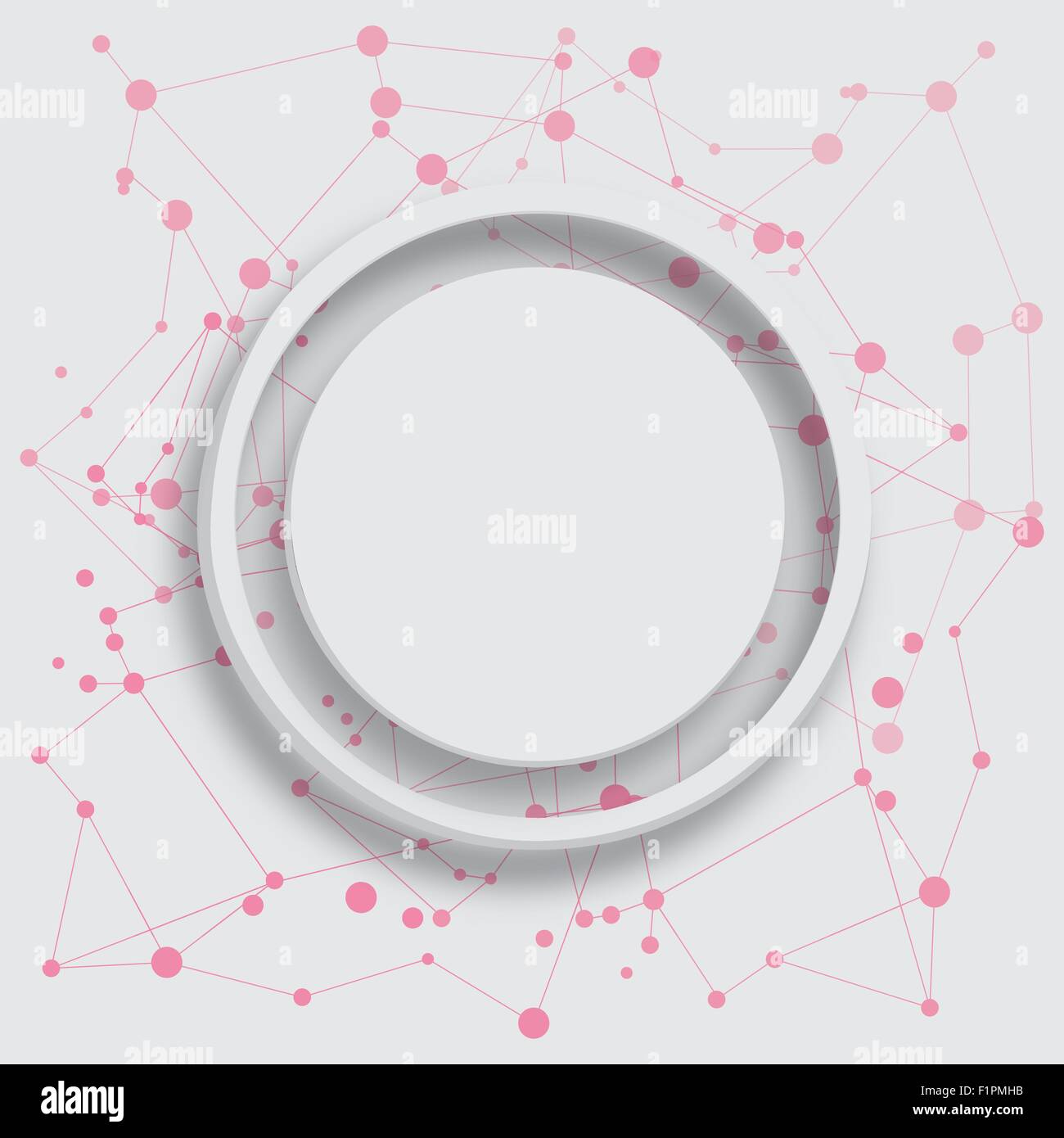 Grey circle on pink dots Illustration Stock Vector