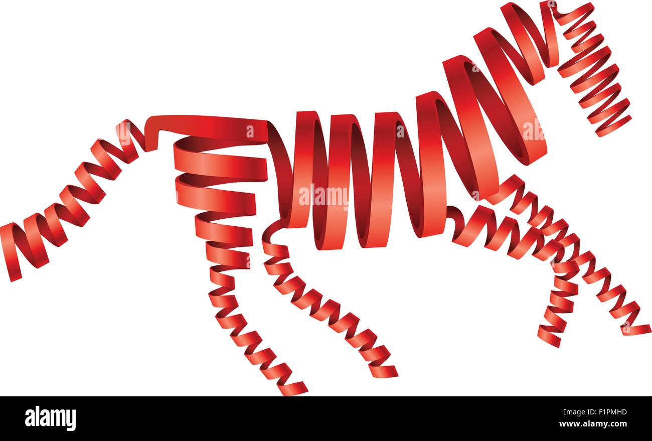 Abstract isolated red horse made from ribbons Vector illustration Stock