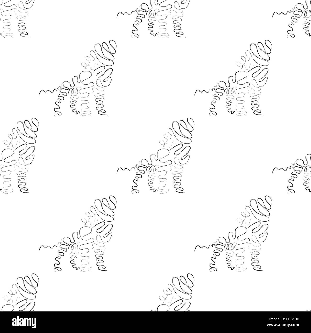 Lion seamless pattern in black and white color Vector Illustration Stock Vector