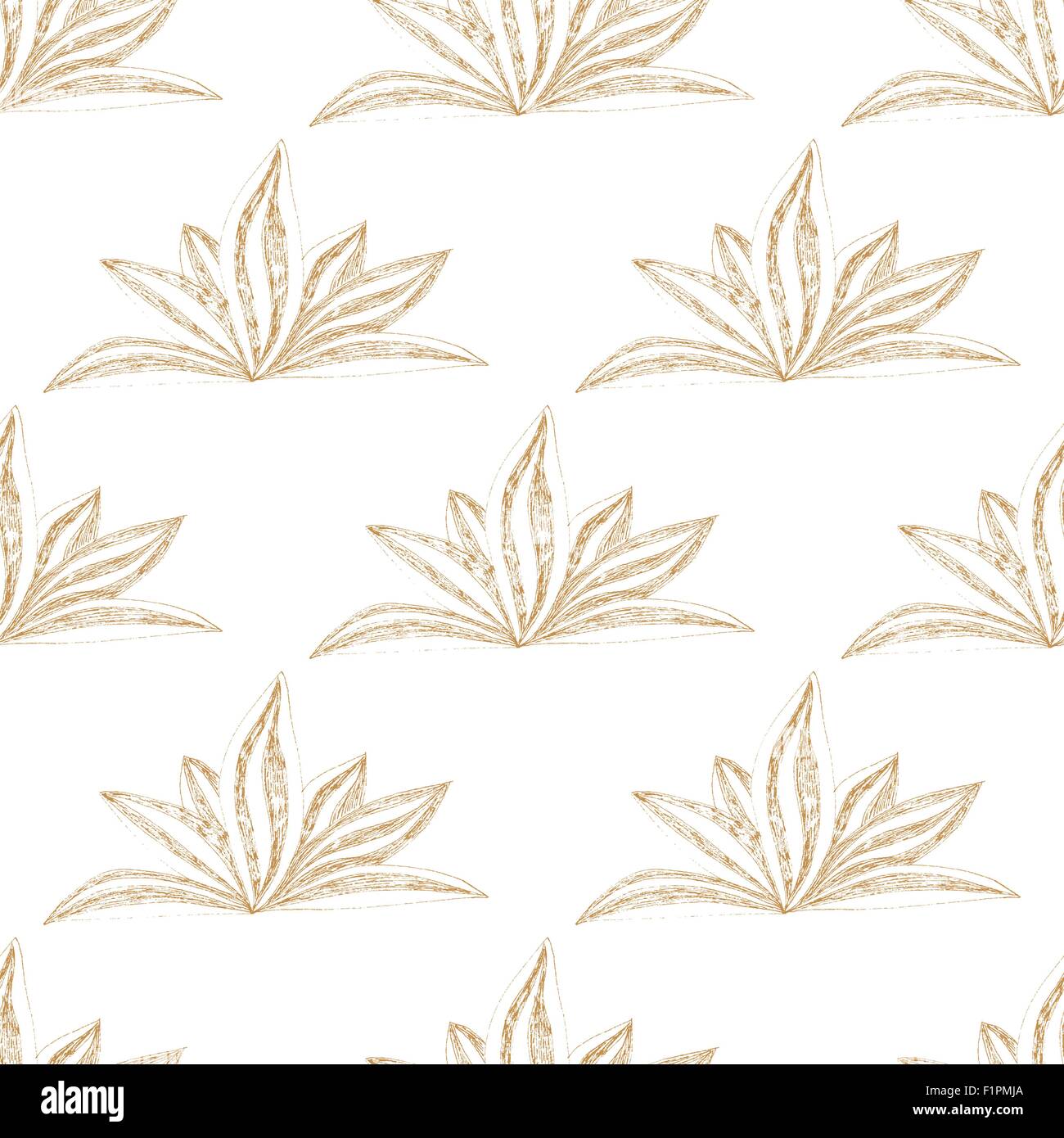 Hand drawn seamless floral pattern with orange flower on white ...