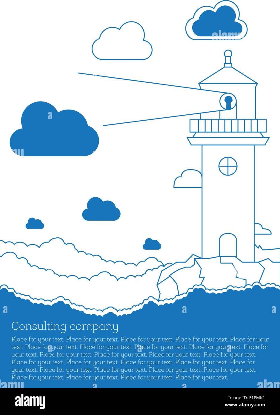 Vector illustration with lighthouse for consulting company for use in magazines or newspapers Stock Vector