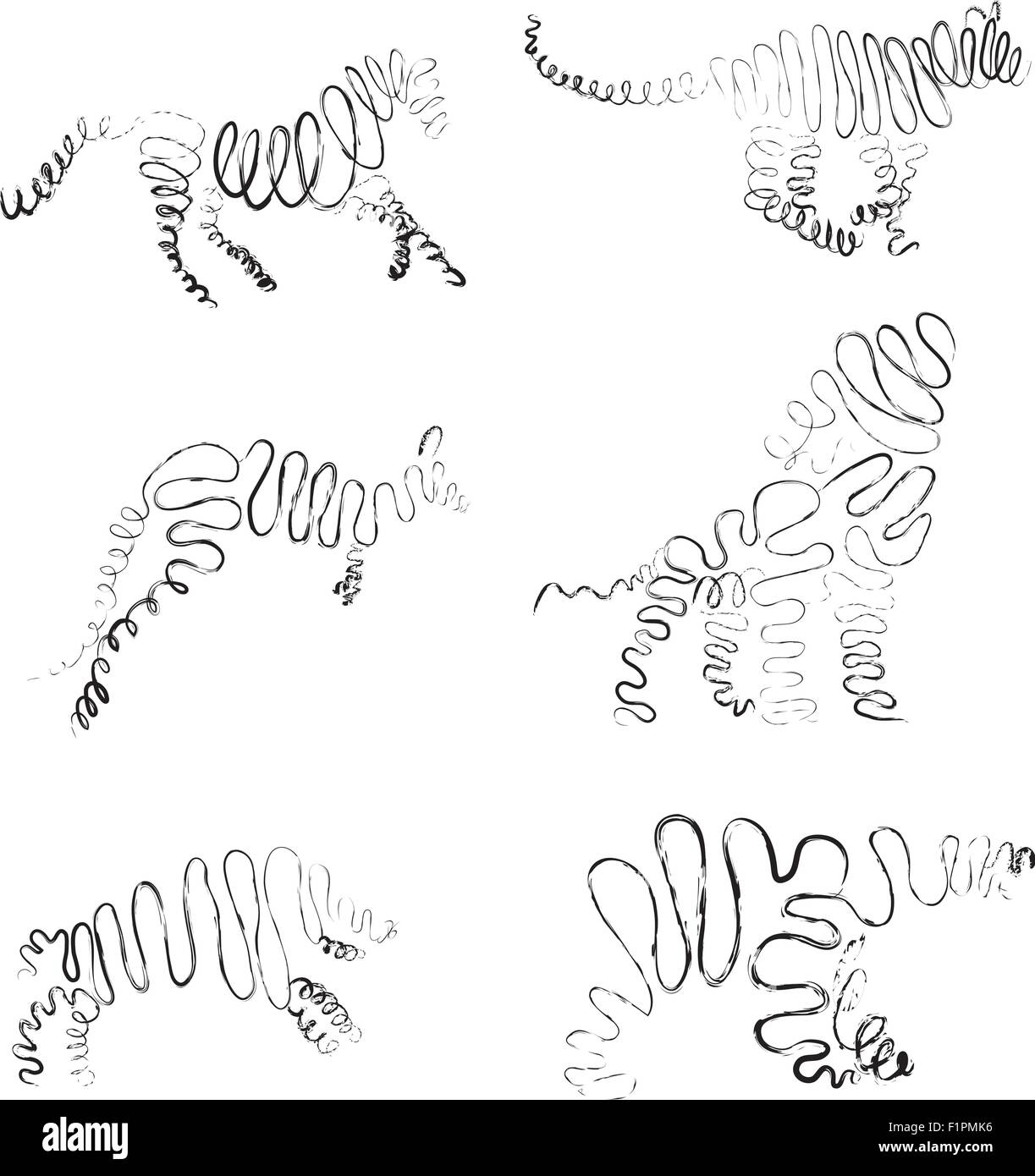 set of animals made from ribbon Vector illustration Stock Vector