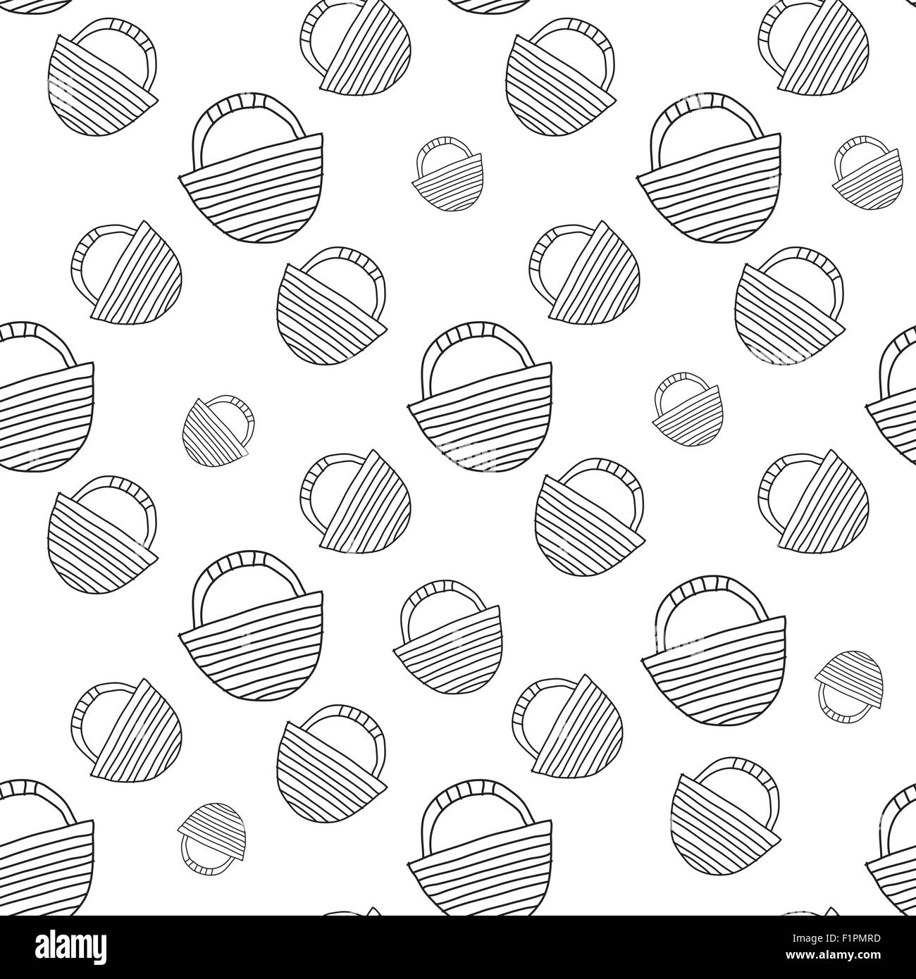 travel bag Vector seamless illustration in black and white color Stock Vector