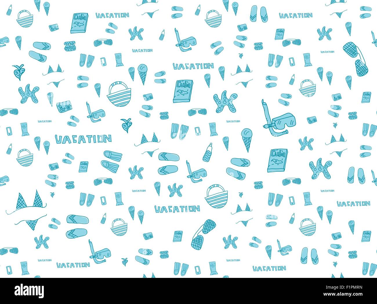 Summer vacation holiday icons seamless background Vector illustration ...