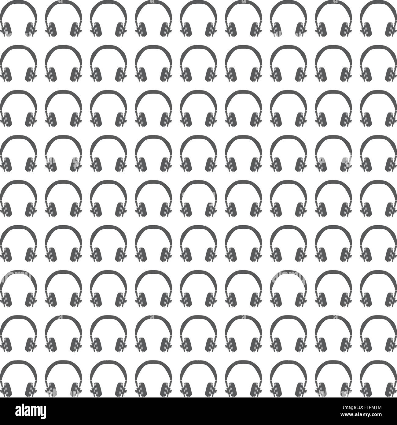 Headphones Seamless Pattern in Black & White Vector illustration Stock Vector