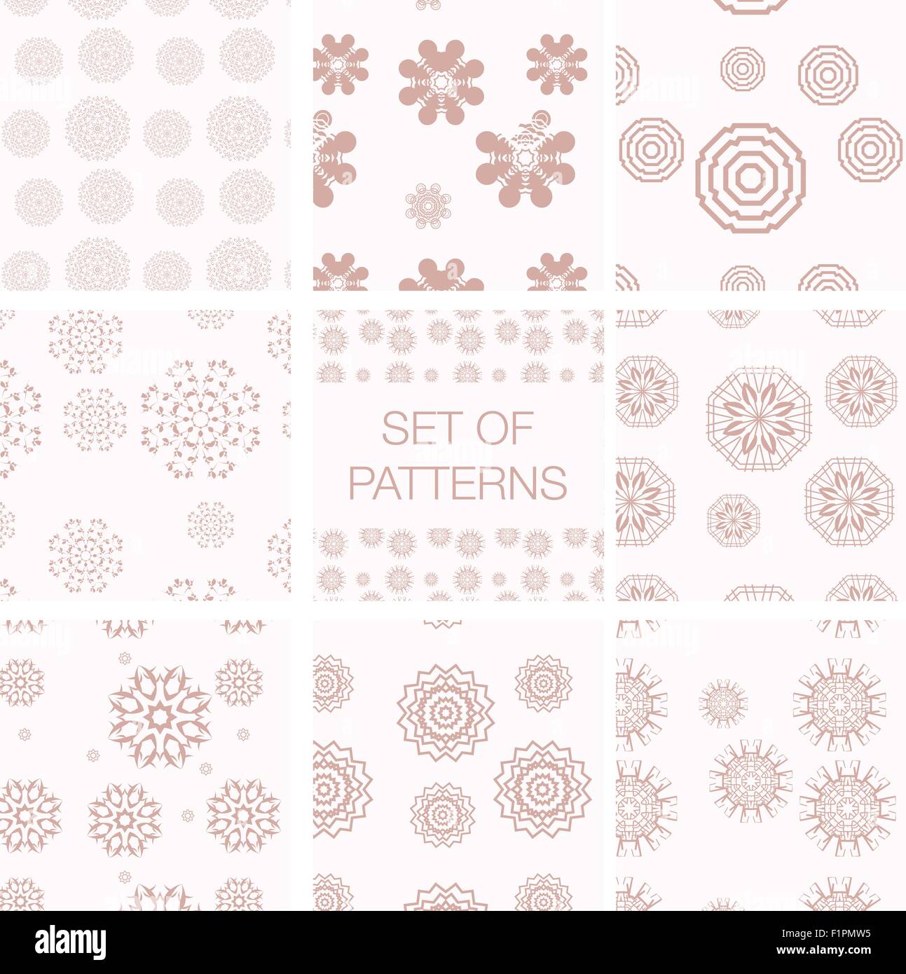 Set of vector geometrical patterns. Vintage textures. Decorative background for cards, invitations, web design. Retro digital pa Stock Vector