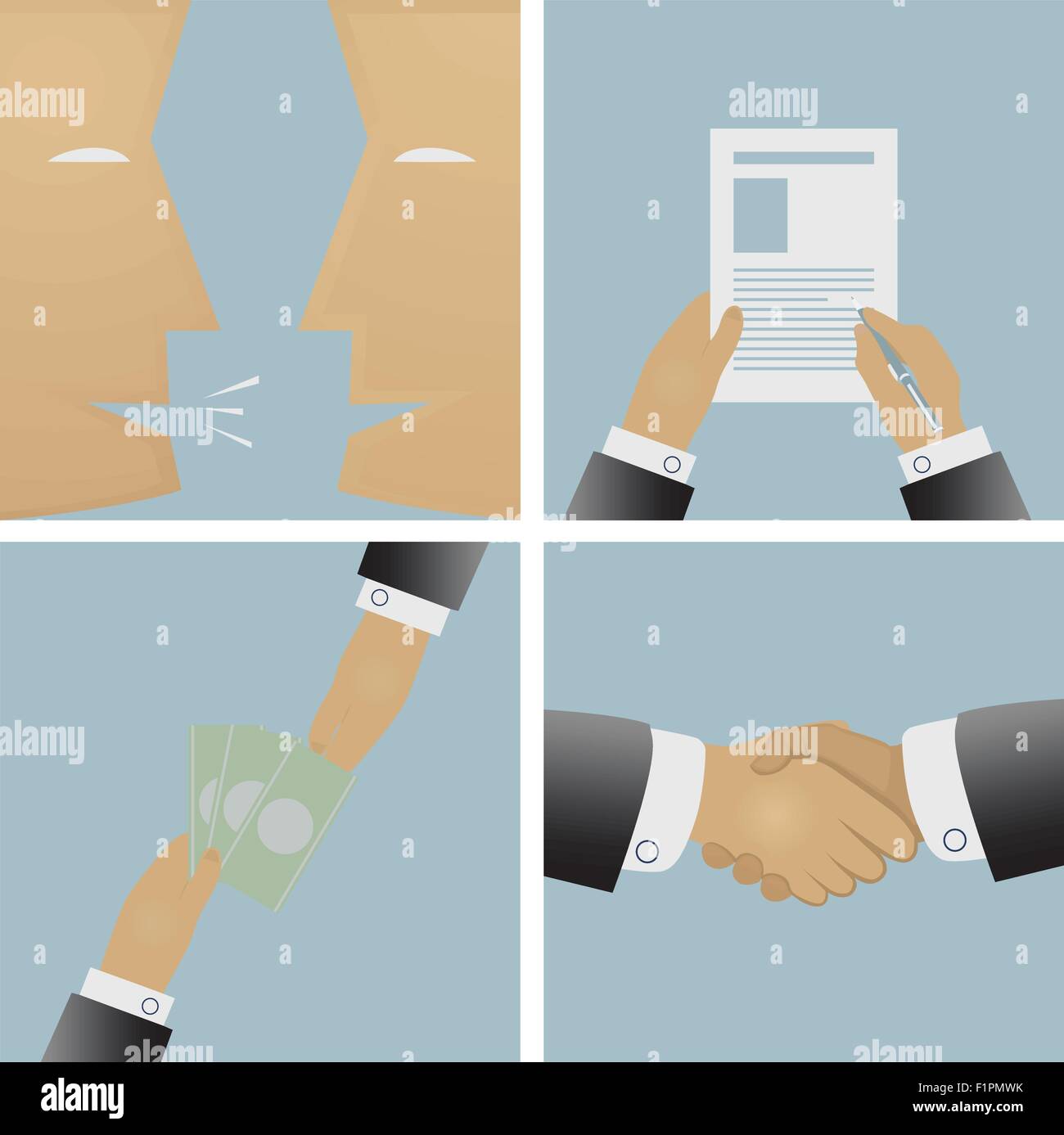 The sale process and conclusion of the contract vector illustration Stock Vector