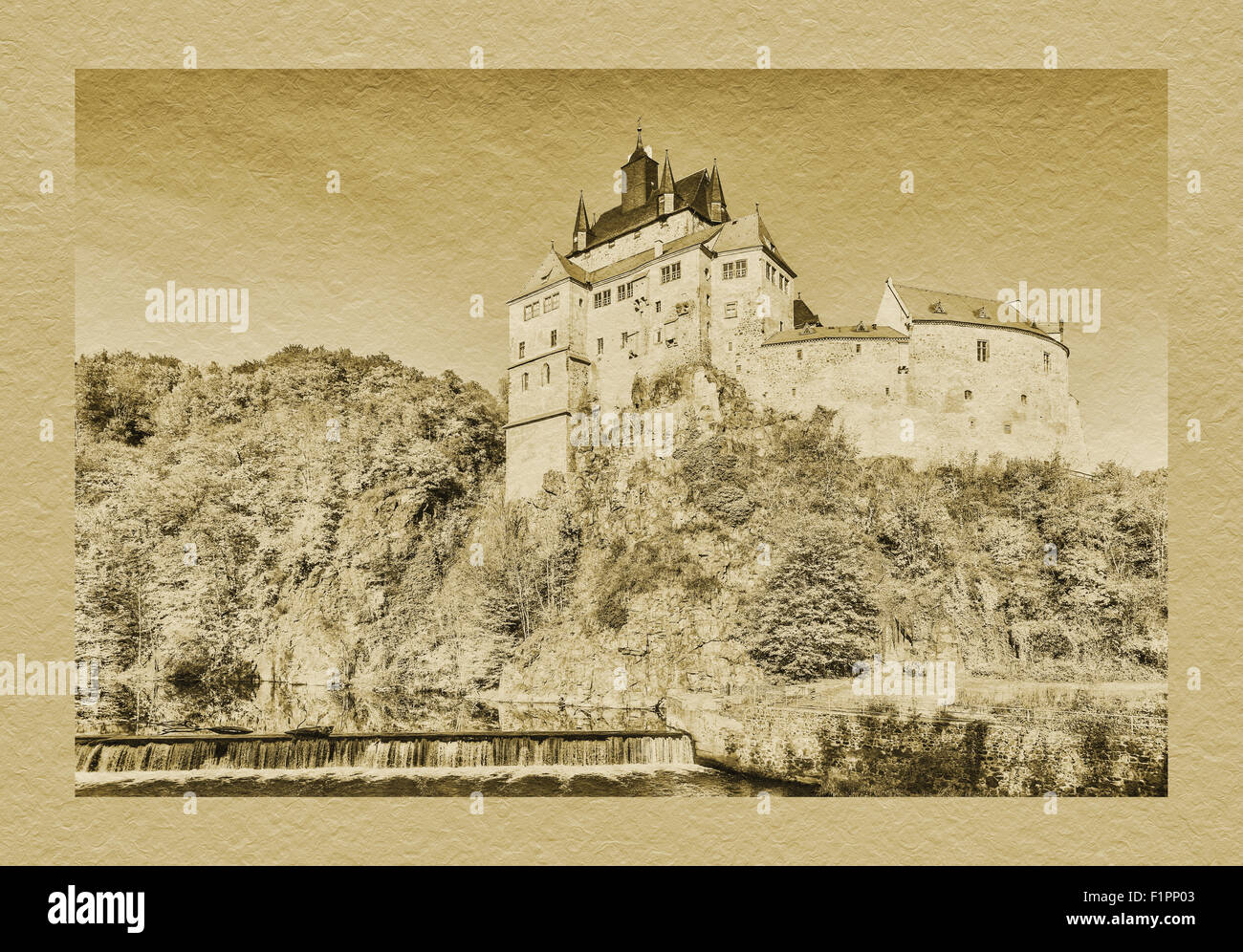 Castle Kriebstein stands on a steep cliff above the river Zschopau, Kriebethal, Middle Saxony, Saxony, Germany, Europe Stock Photo