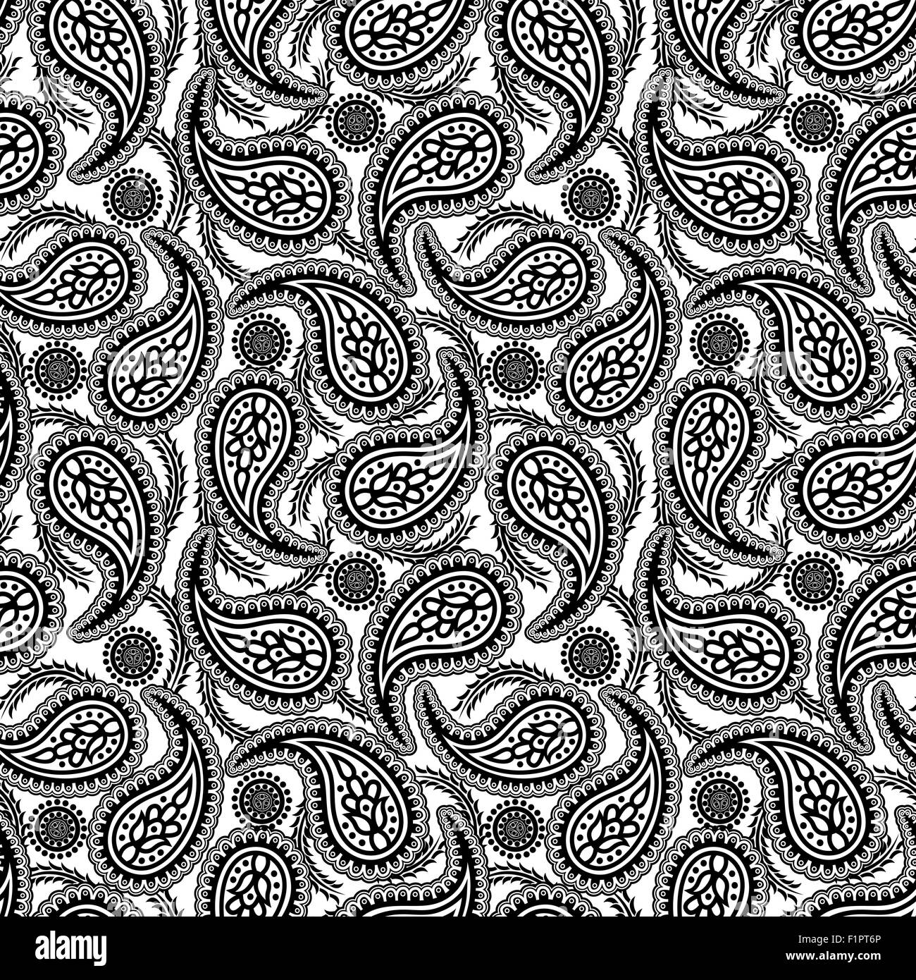 Black and white paisley seamless pattern Stock Vector Image & Art - Alamy