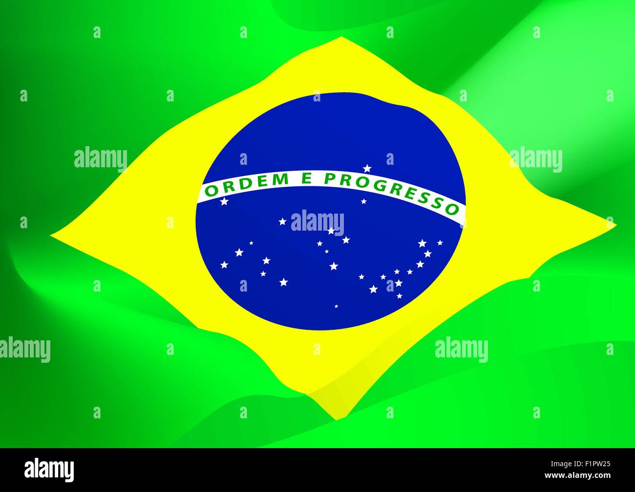 Abstract Brazil flag in the wind . Stock Vector
