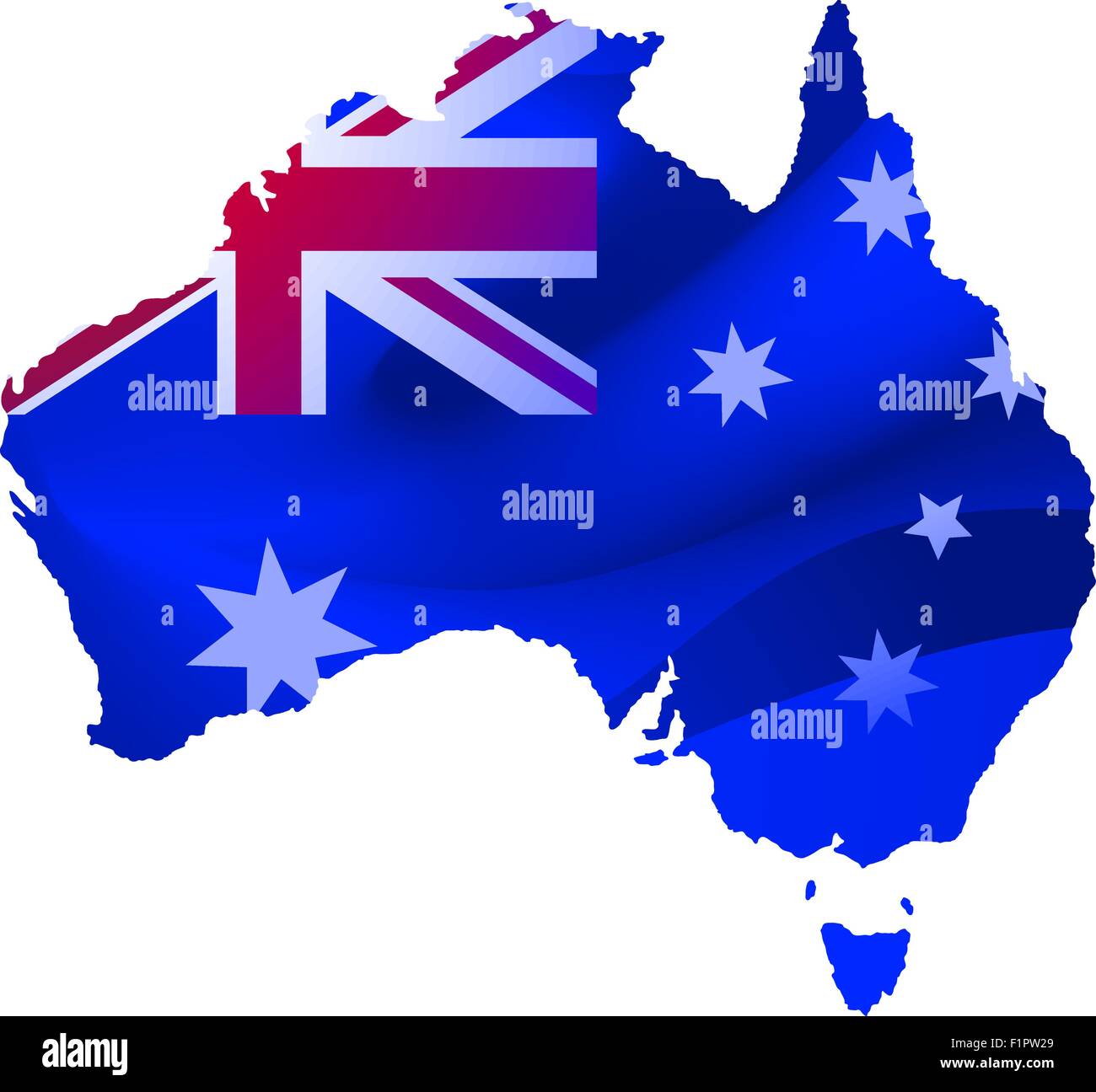 Map of Australia with locations on a blue background . Stock Vector
