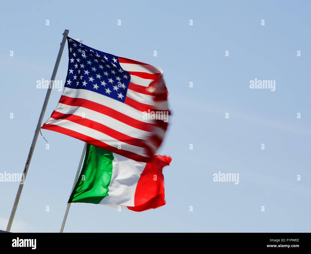 Italian and US flag together Stock Photo