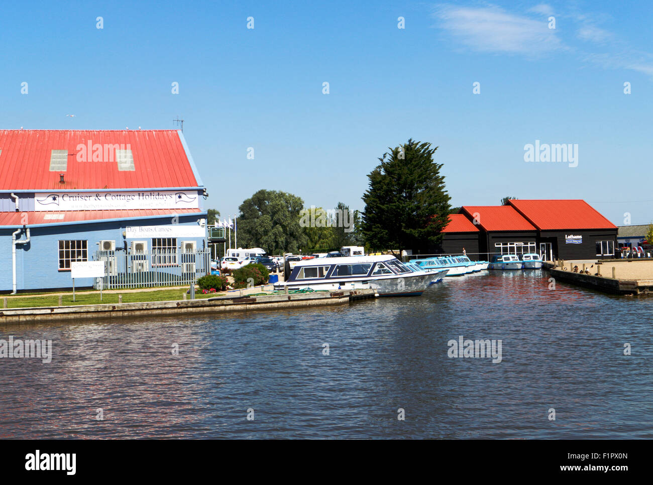 A view of Herbert Woods boatyard on the Norfolk Broads at Potter