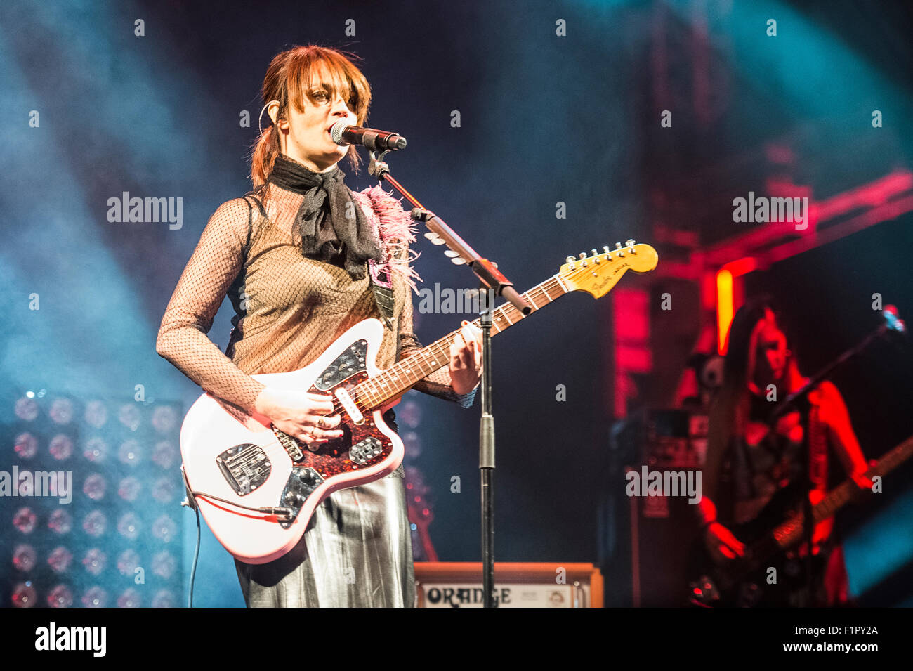 Milan, Italy. 5th September, 2015.  Picture of Italian singer Carmen Consoli on stage with the band for his gig in Milan at Carroponte 5th September 2015   Credit:  ELENA DI VINCENZO/Alamy Live News Stock Photo