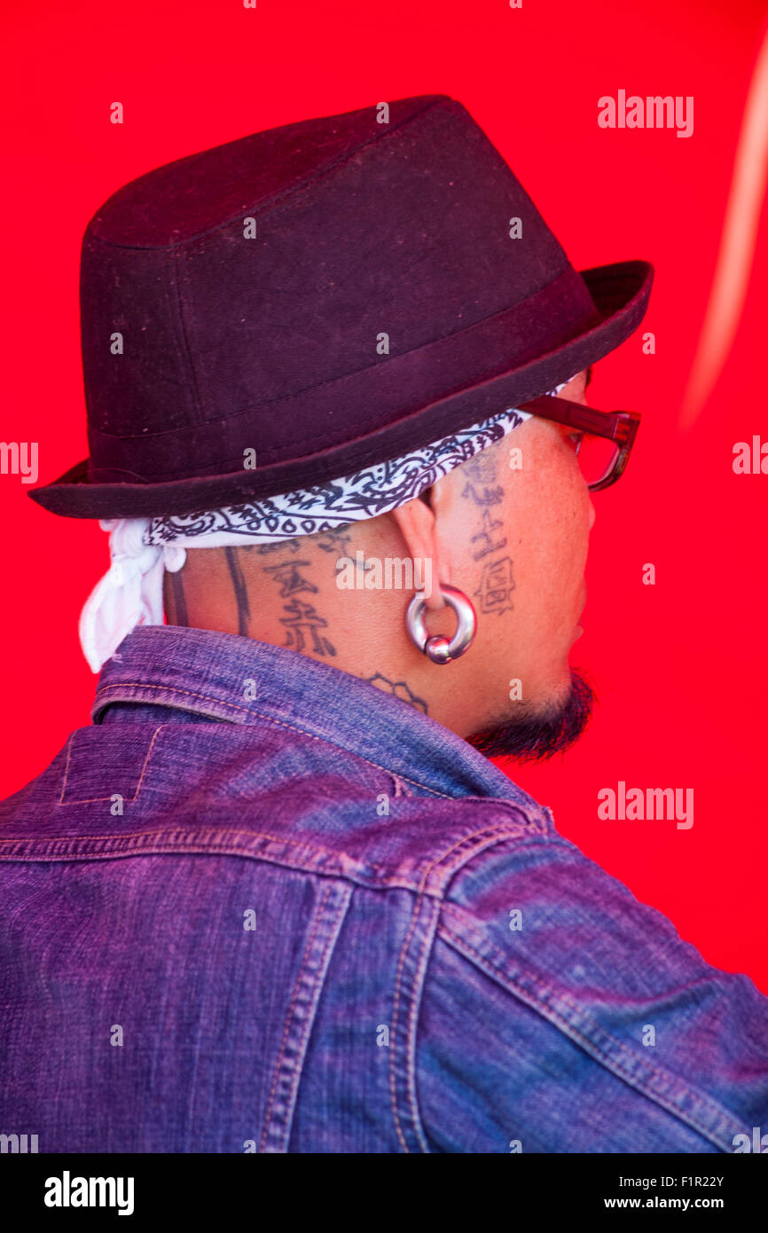 Poole, Dorset, UK. 6th September, 2015. Poole Thai Festival has established itself as one of the most popular Thai Festival’s in the country - tattoo artist  Credit:  Carolyn Jenkins/Alamy Live News Stock Photo