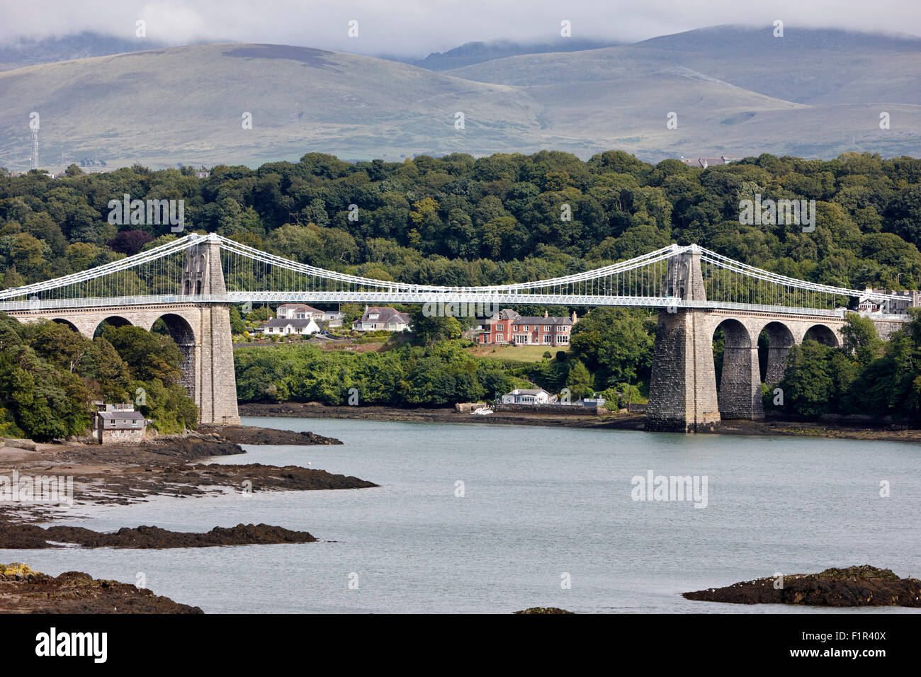 menai bridge across the menai strait between anglesey and north wales