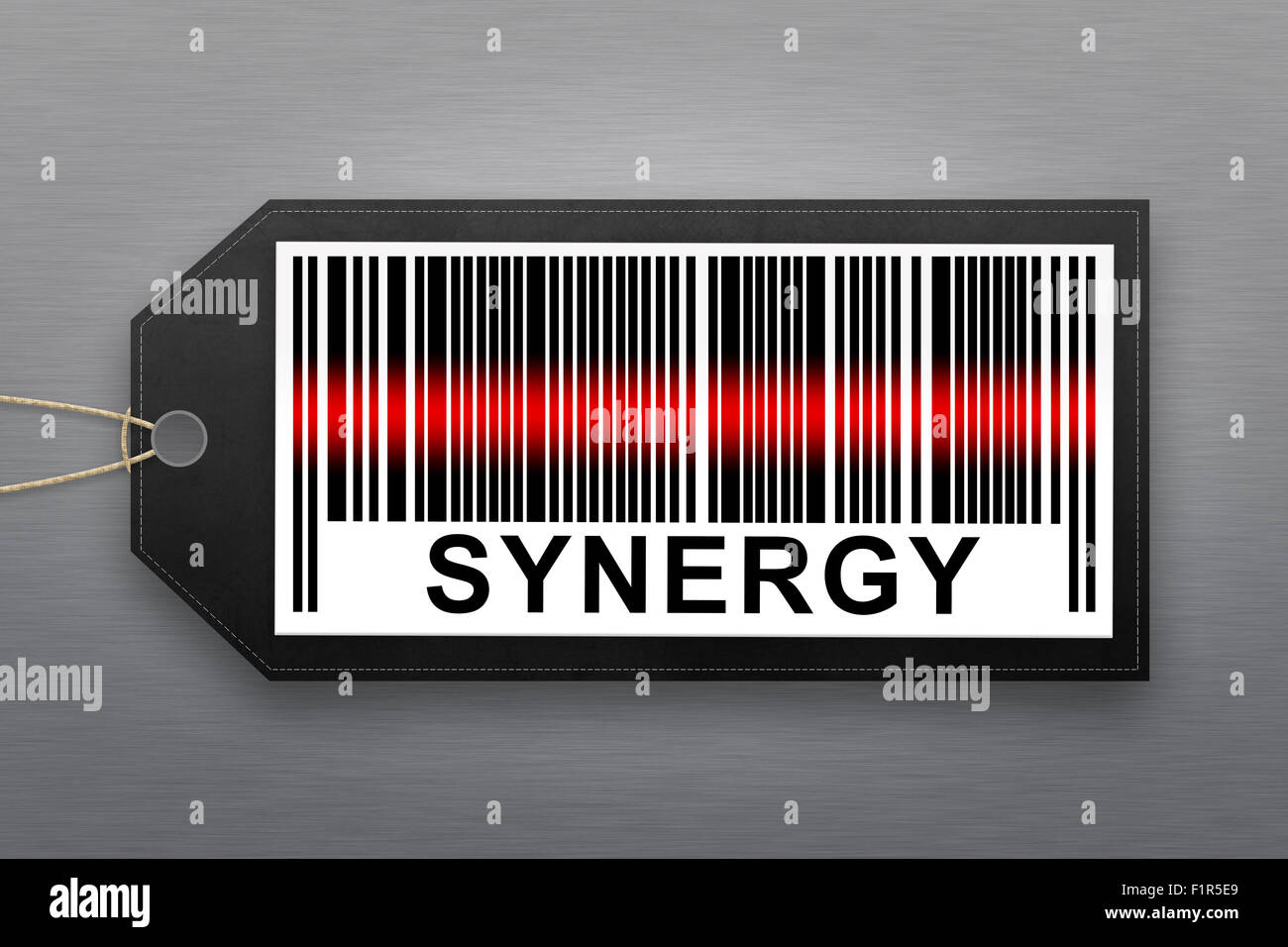 Synergy barcode with stainless steel background Stock Photo - Alamy