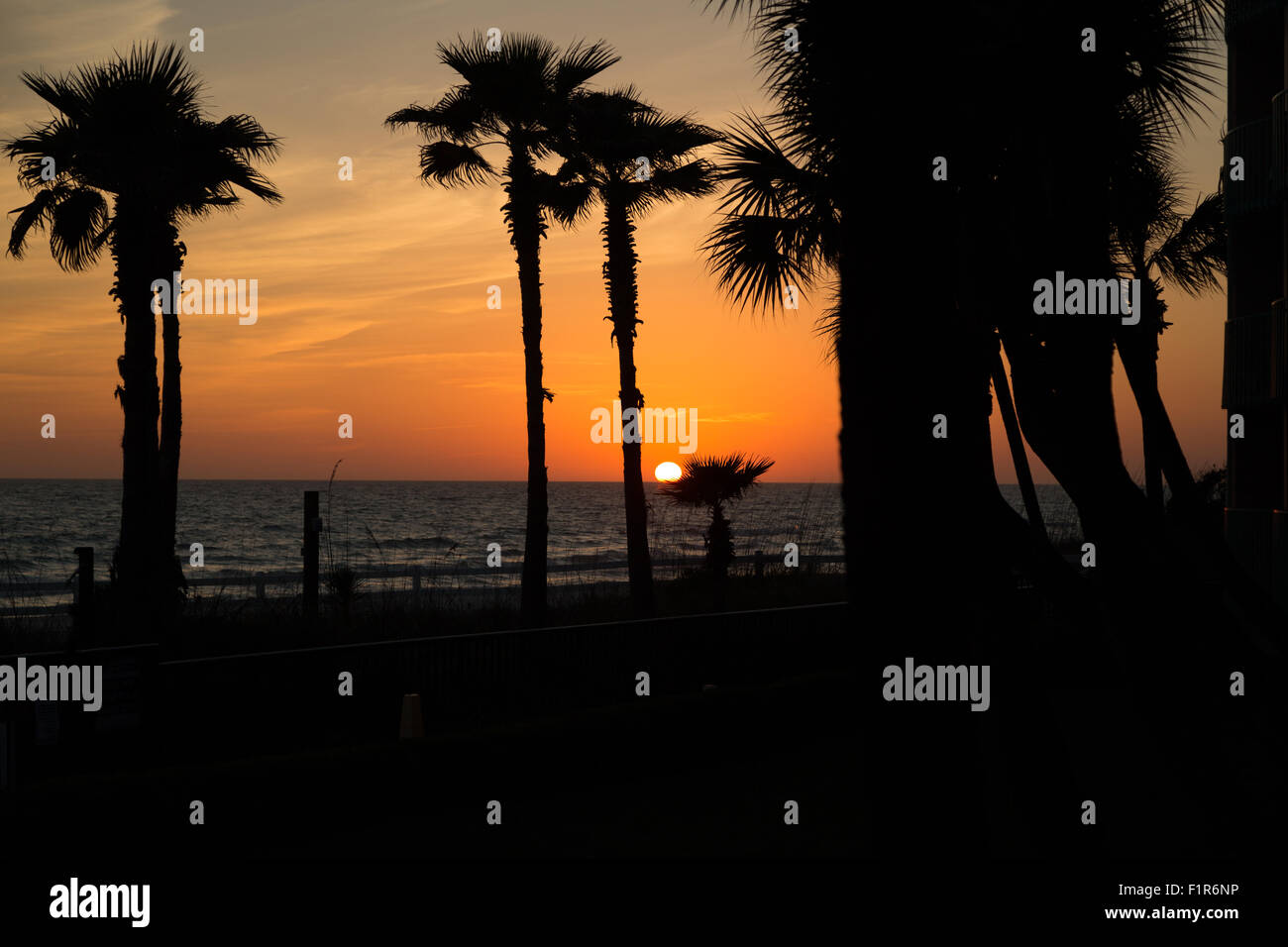 A photograph of a beautiful sunset at Panama City Beach in Panama City, Florida, USA. Stock Photo