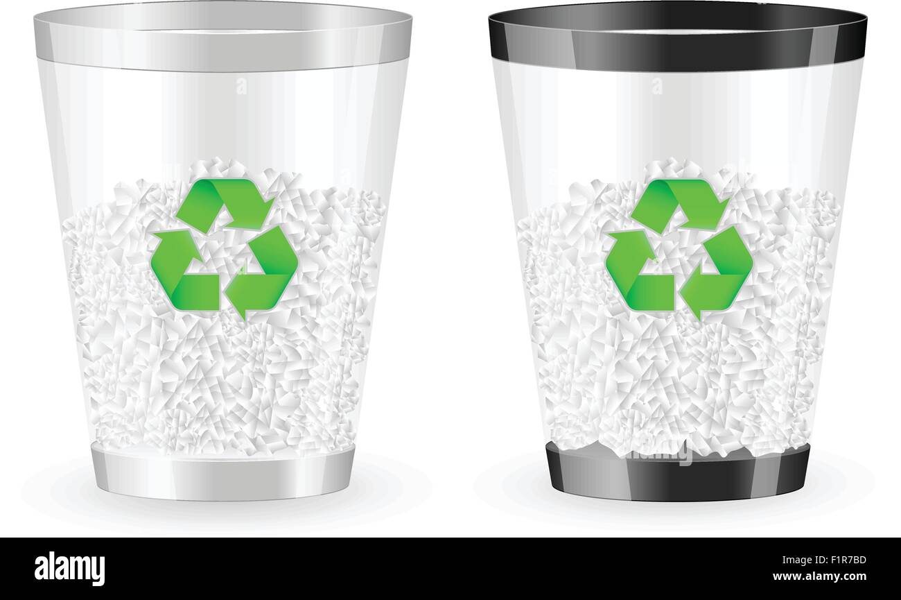 Two recycle bin on white background. Vector illustration Stock Vector