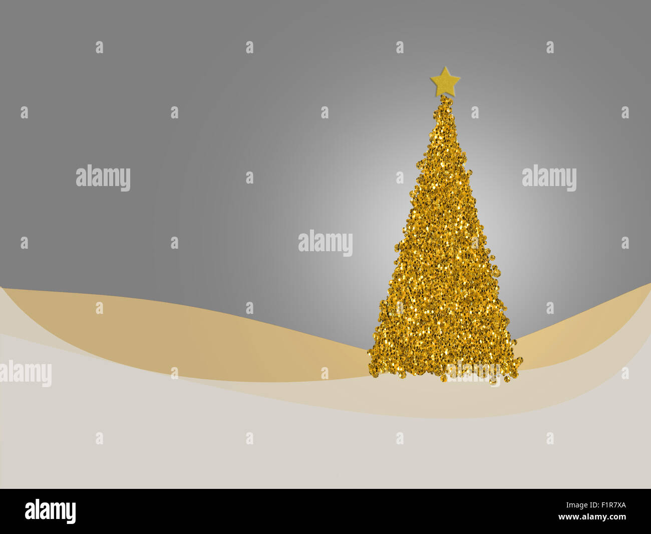 Neutral palette gold and silver Christmas, festive card design.  Ideal business, professional. Stock Photo