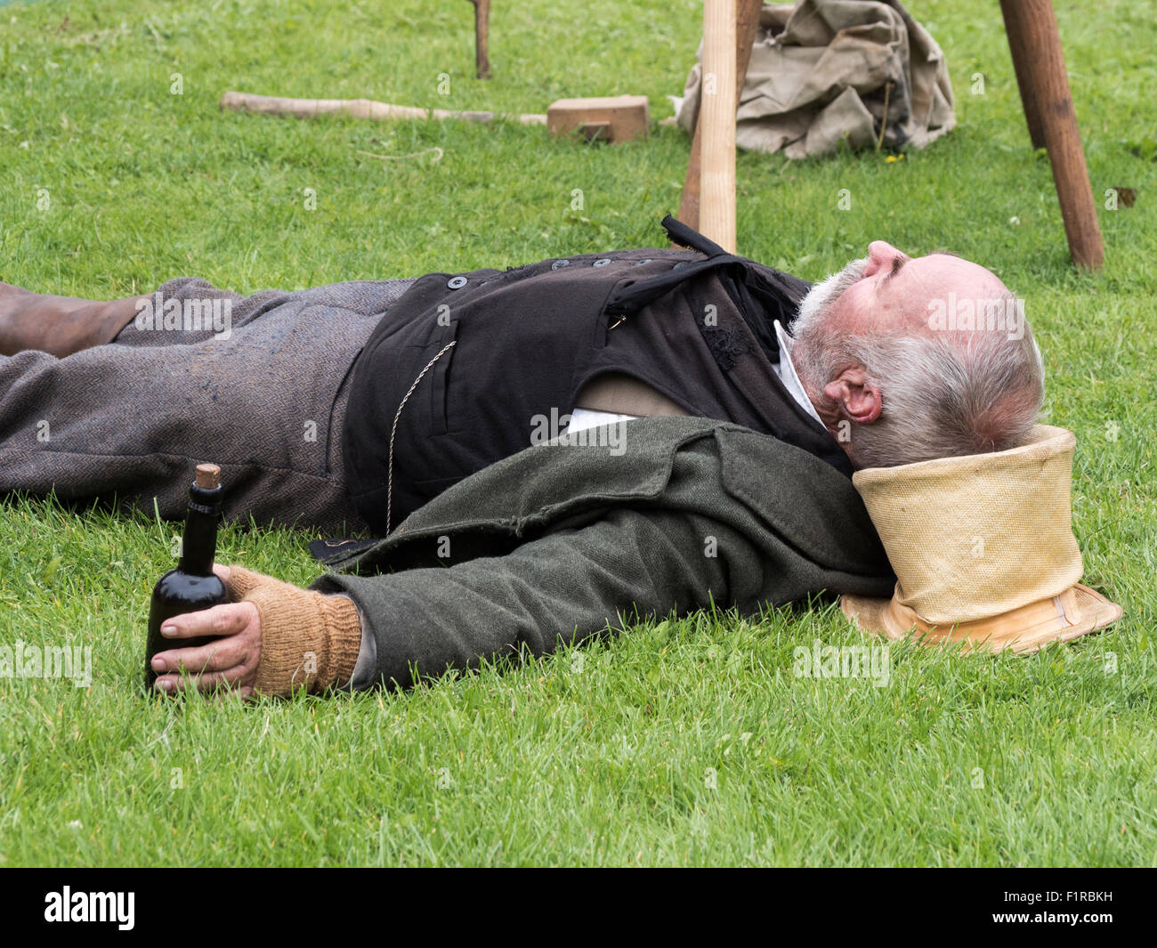 Sleeping Victorian gentleman Stock Photo