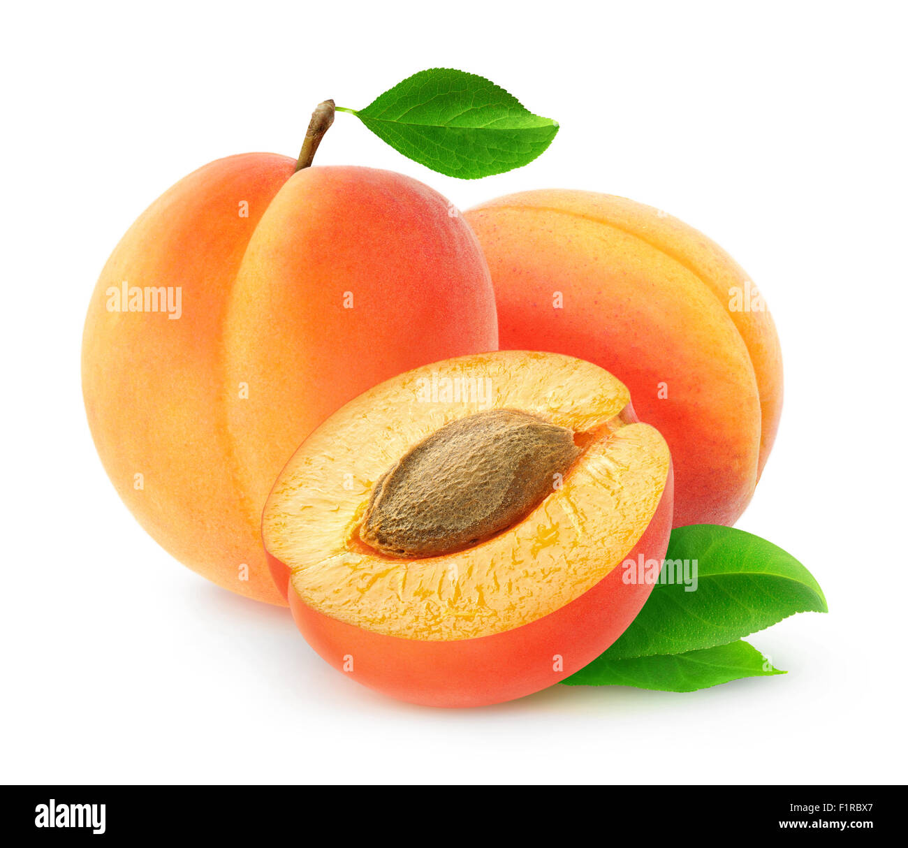 Fresh apricots isolated on white background, with clipping path Stock