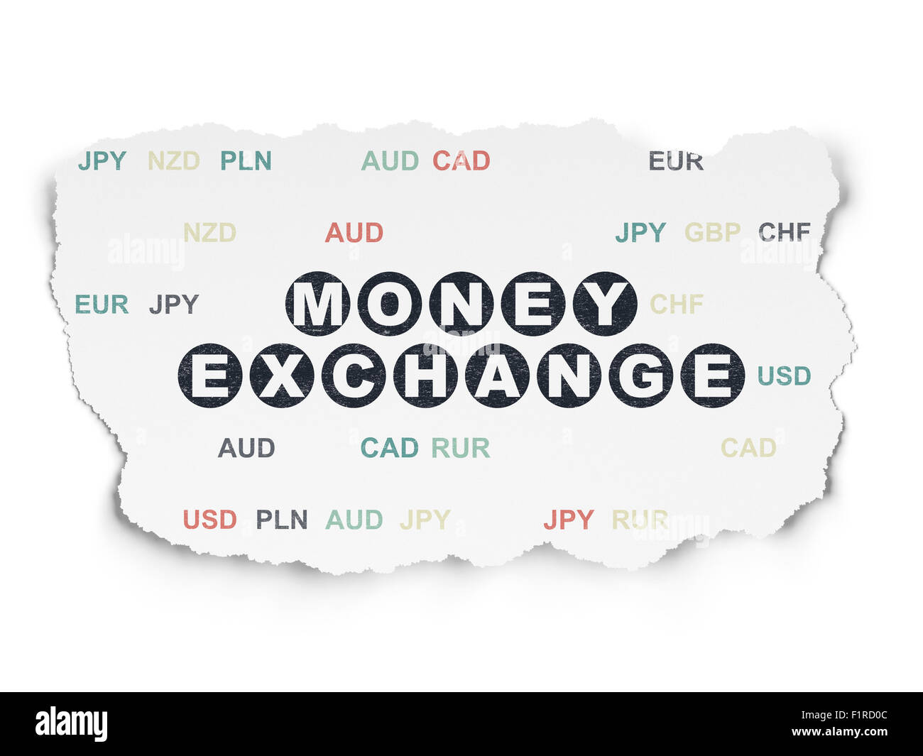 Currency concept Money Exchange on Torn Paper background Stock Photo