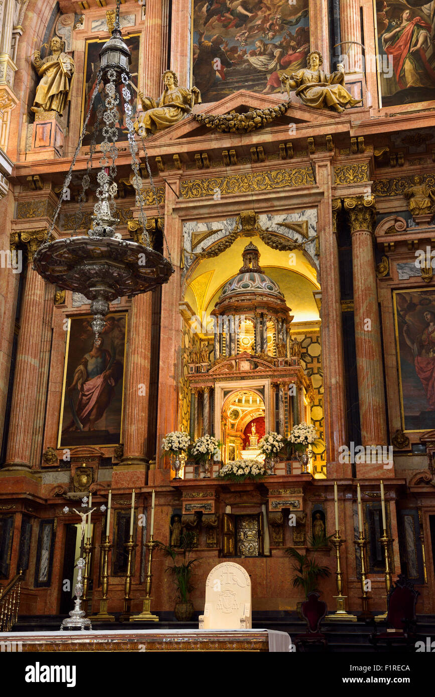 Main altar with tabernacle at the Cordoba Our Lady of the Assumption Cathedral Mosque Stock Photo