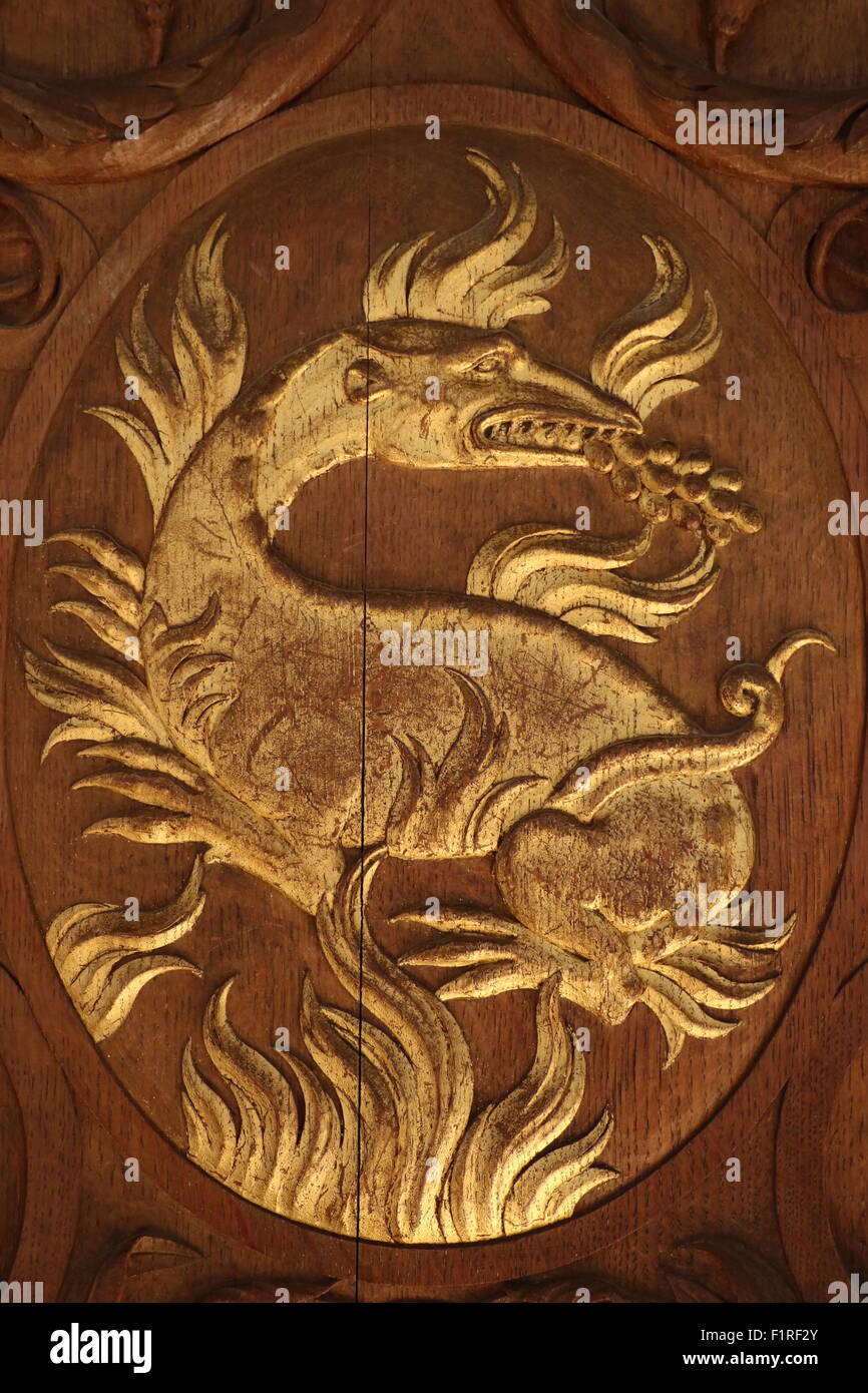 Salamander of the King Francois in the palace of Fontainebleau Stock