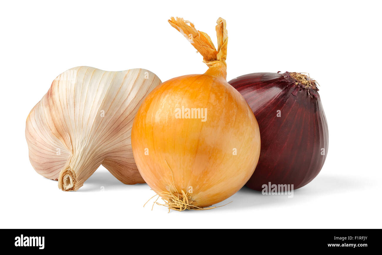 Onions and garlic isolated on white Stock Photo - Alamy