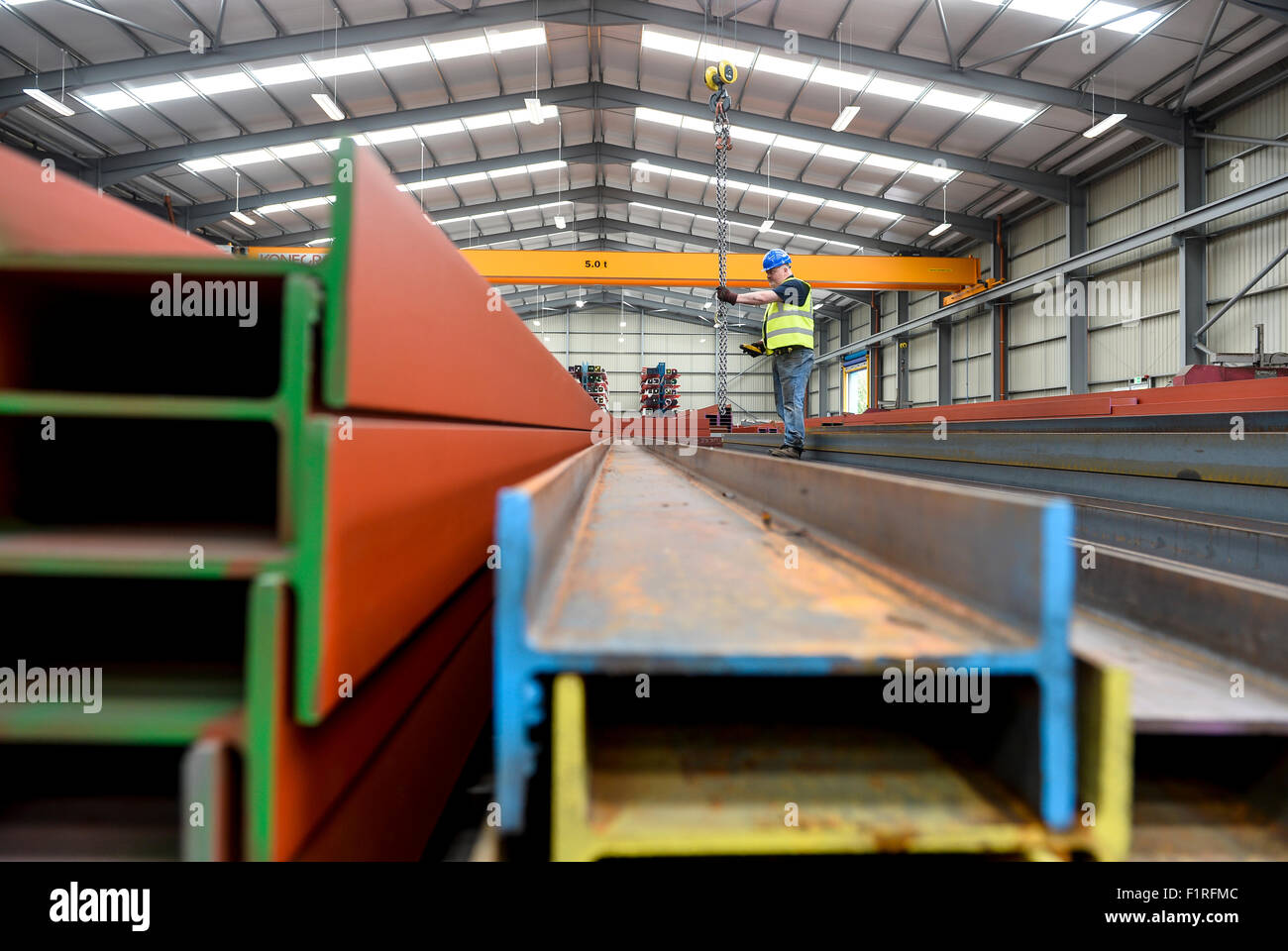 Thomas Graham, steel warehouse. Girders overhead crane Stock Photo