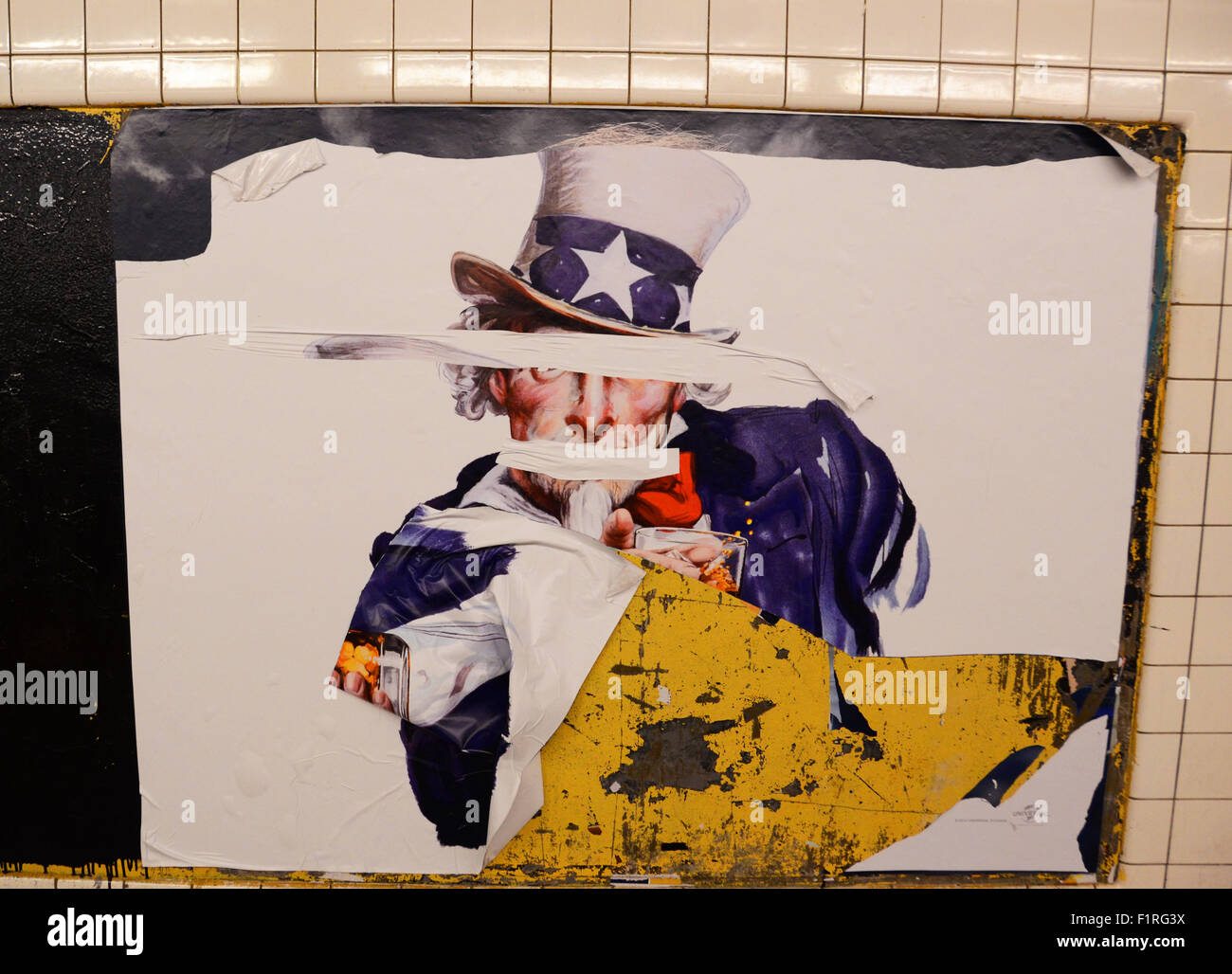 Sam Torn torn uncle sam poster new york subway Stock Photo - Alamy