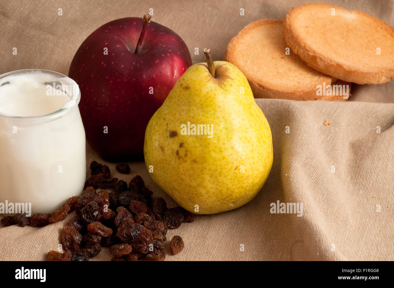 breakfast with yogurt and fruit Stock Photo