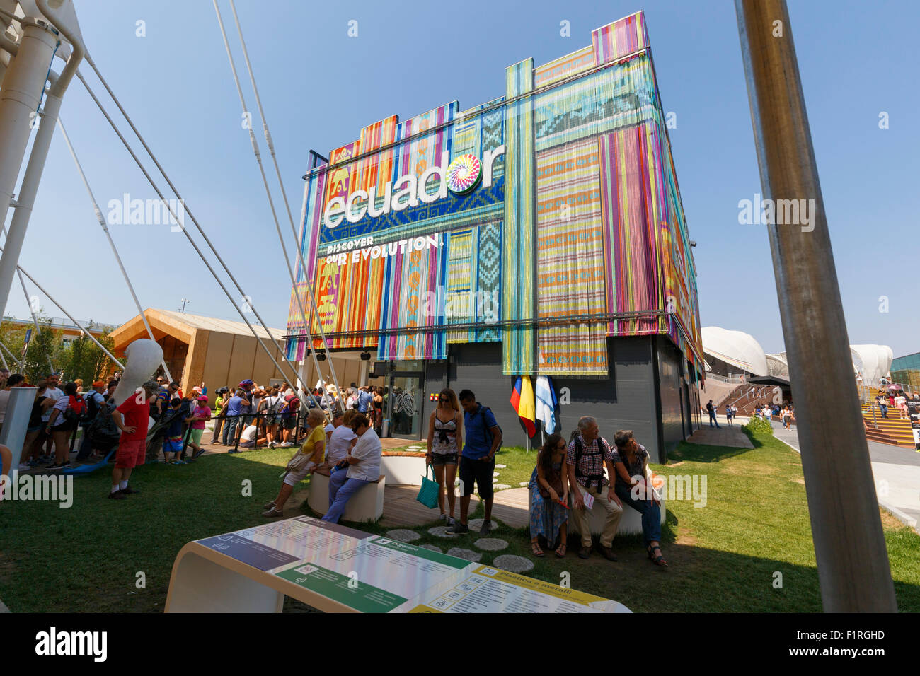 Milan, Italy, 12 August 2015: Detail of the Equador pavilion at the exhibition Expo 2015 Italy. Stock Photo