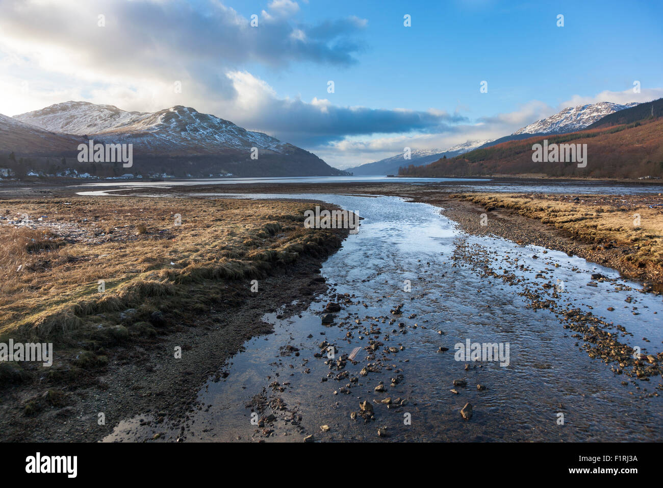 Loch Long surrounded by mountains in Scotland Stock Photo