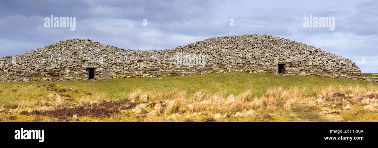 Camster Long, The Grey Cairns of Camster, Neolithic chambered cairns, Caithness, Highland, Scotland, United Kingdom, Europe. Stock Photo