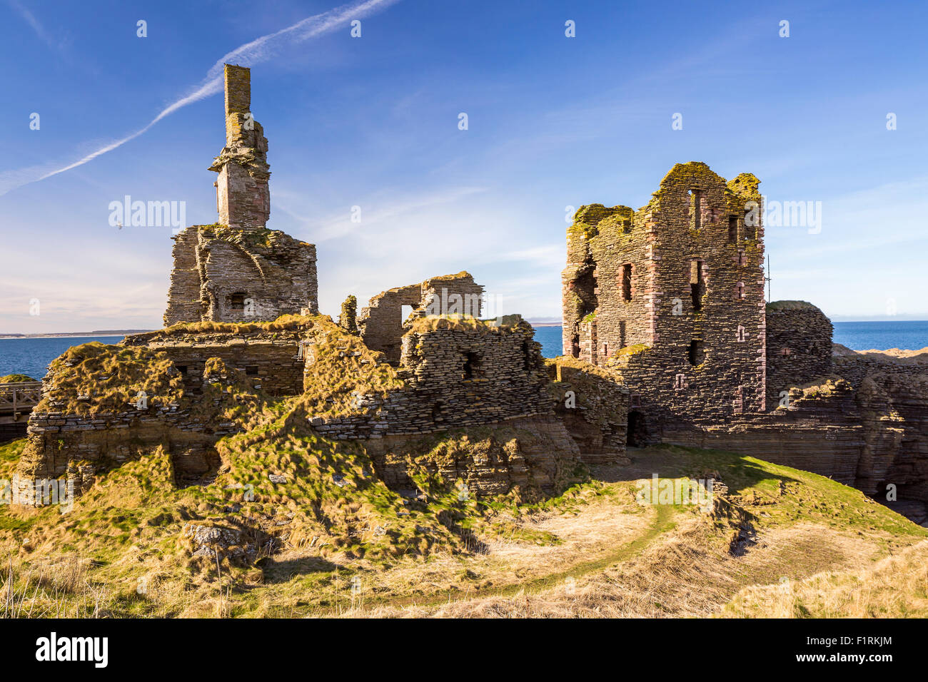 Castle Sinclair Girnigoe, Wick, Caithness, Highland, Scotland, United Kingdom, Europe. Stock Photo
