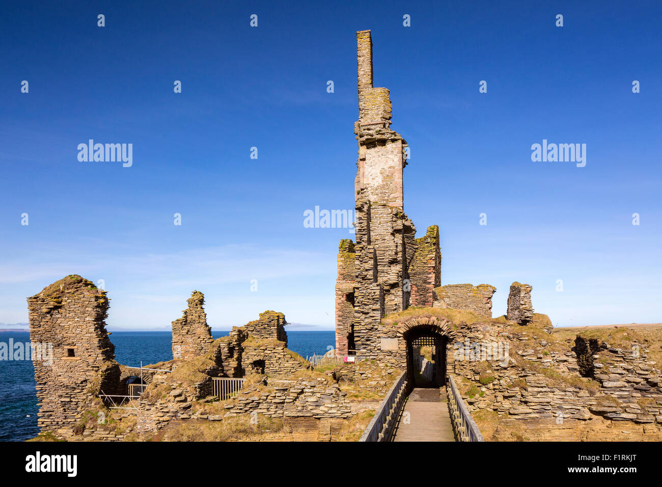 Castle Sinclair Girnigoe, Wick, Caithness, Highland, Scotland, United Kingdom, Europe. Stock Photo