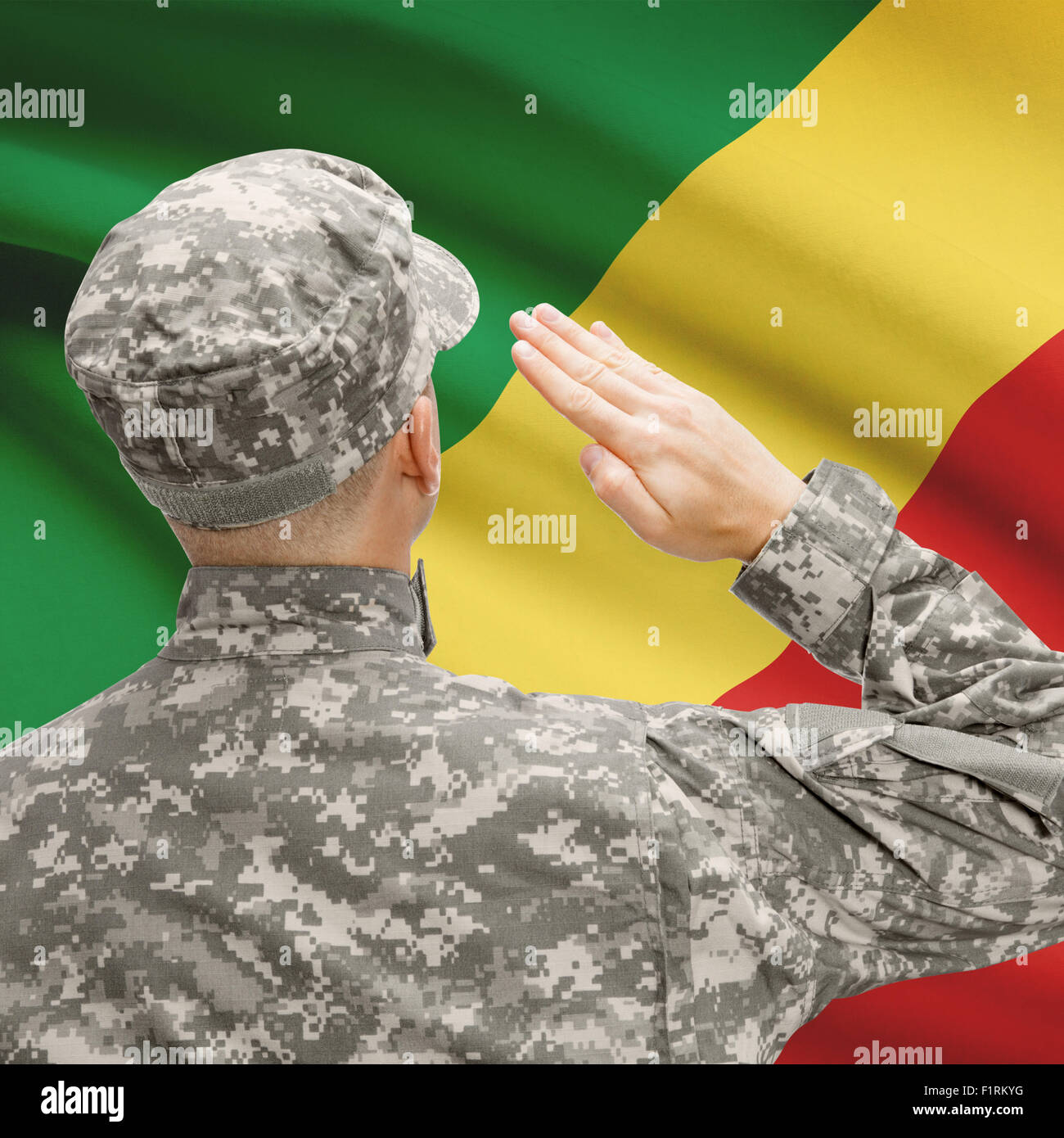 National military forces with flag on background conceptual series - Congo-Brazzaville Stock Photo