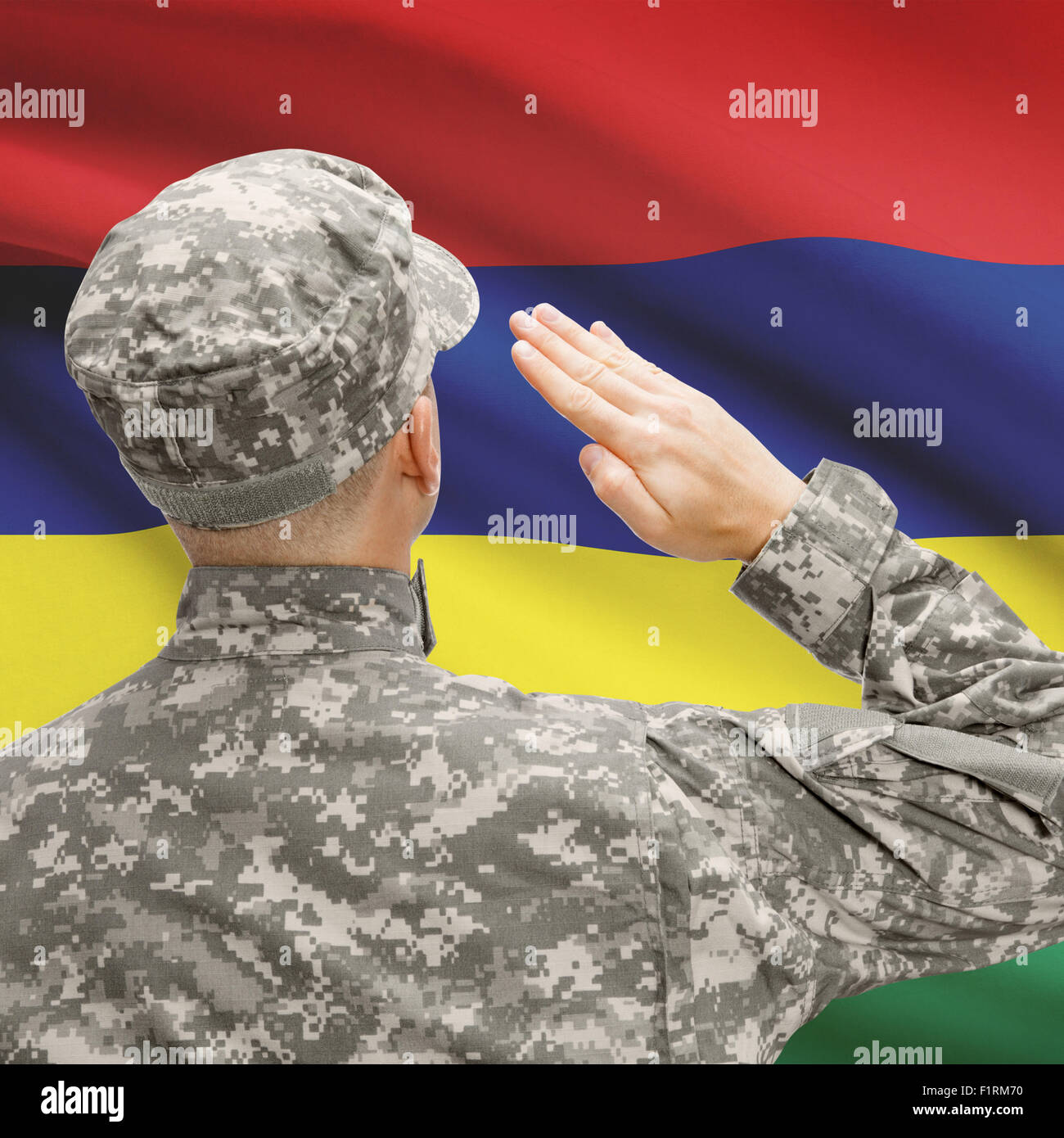 National military forces with flag on background conceptual series - Mauritius Stock Photo