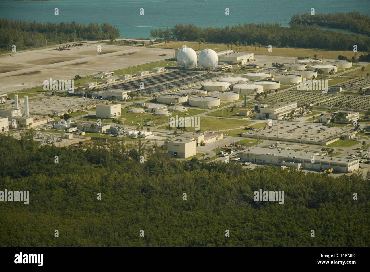 Aerial view of the Municipal wastewater treatment plant in Miami