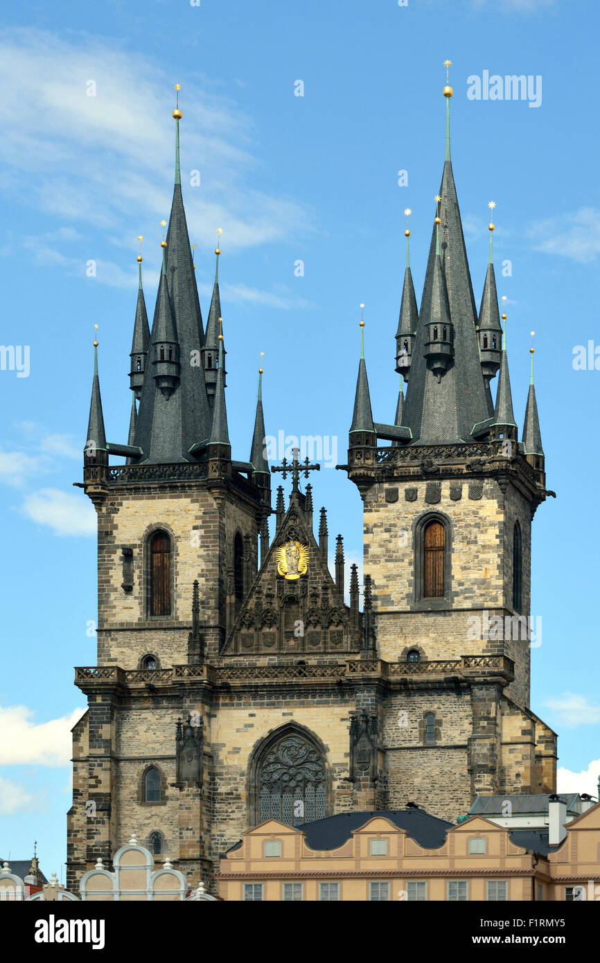 Church of Our Lady before Tyn at the Old Town Square of  Prague. Stock Photo
