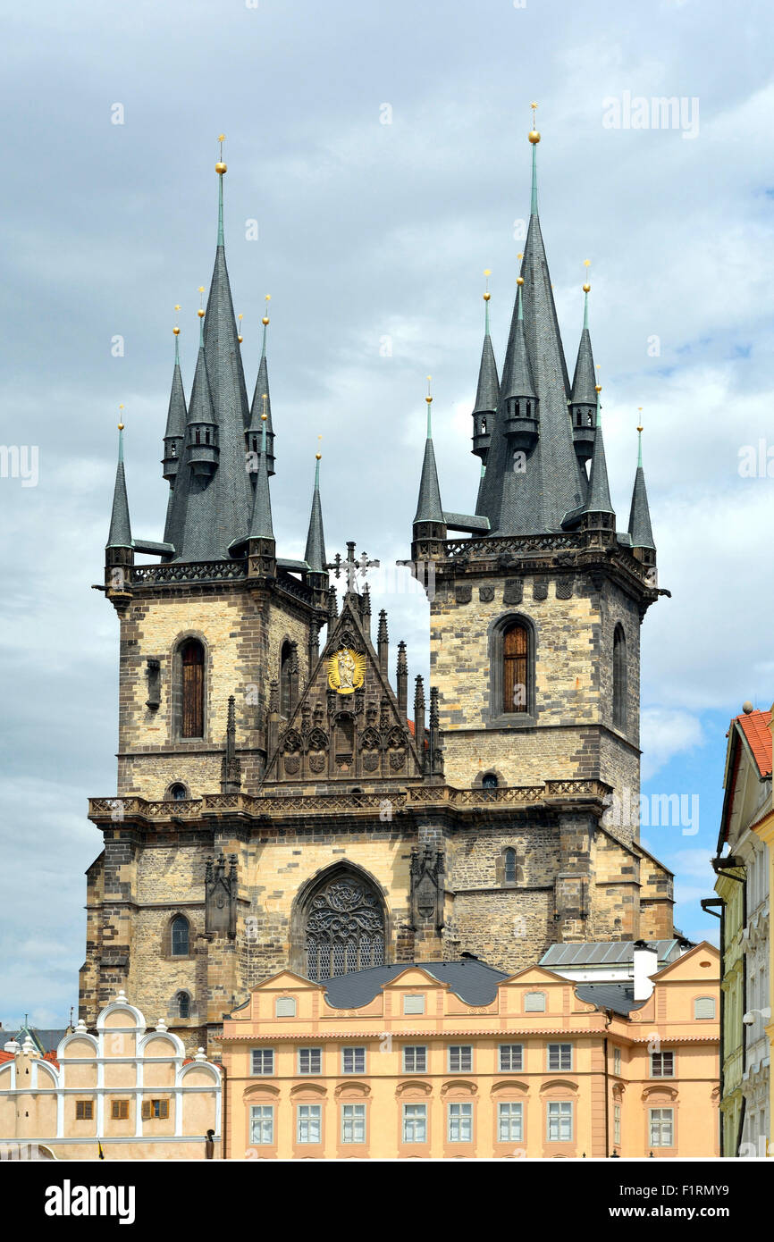 Church of Our Lady before Tyn at the Old Town Square of  Prague. Stock Photo