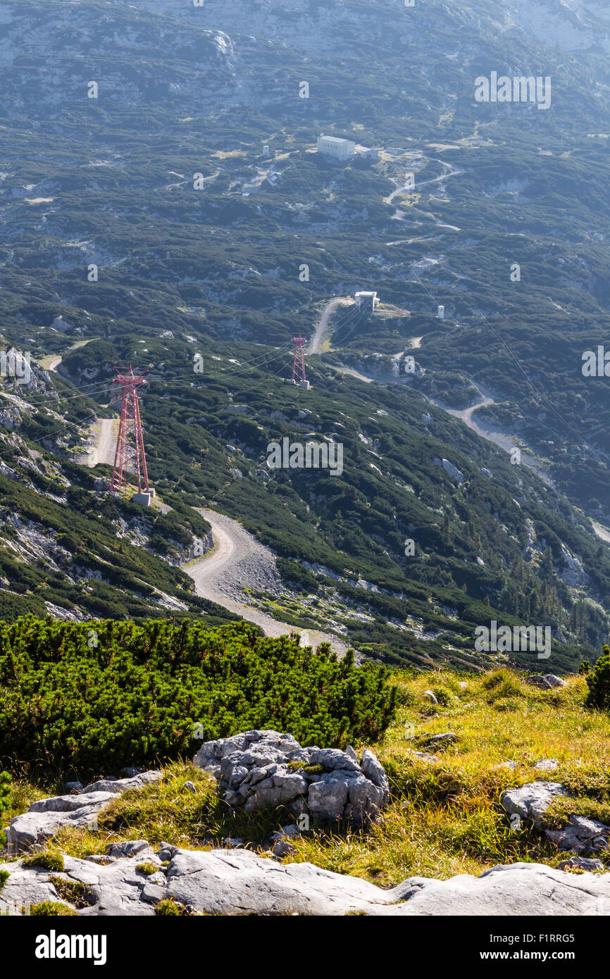 Beautiful Alps view from Dachstein Mountain, 5 Fingers viewing Platform, Austria Stock Photo
