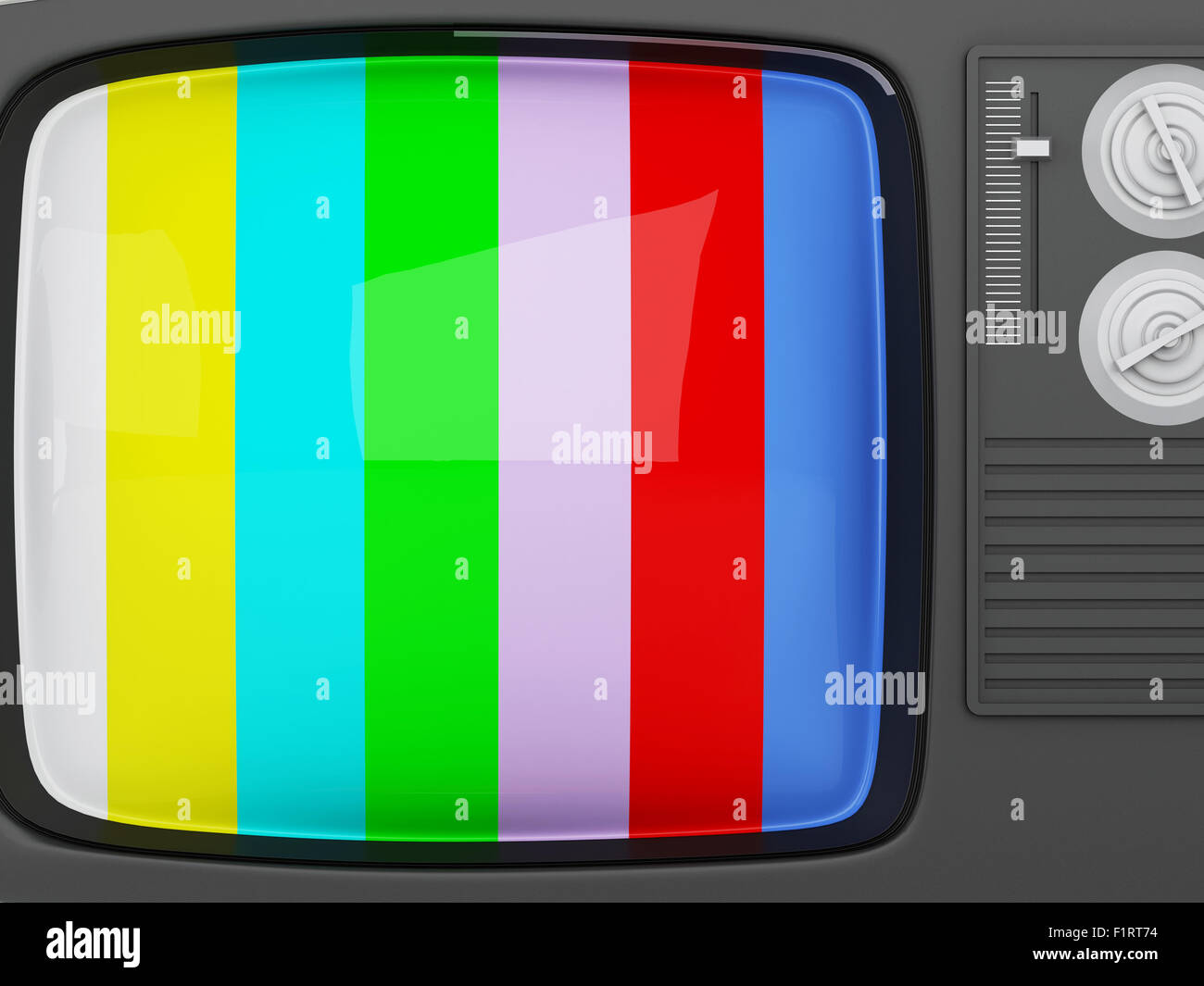3d renderer image. Retro tv -colorful no signal background Stock Photo