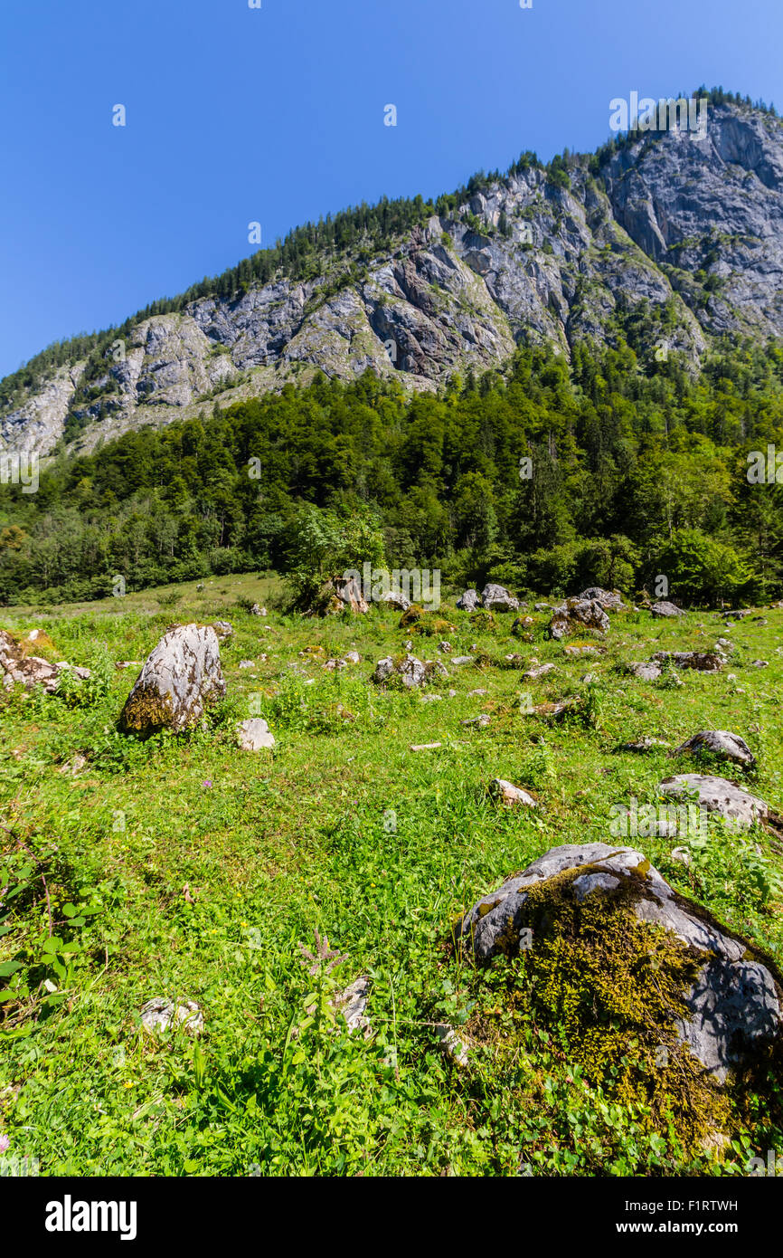 Beautiful Alps view from Dachstein Mountain, 5 Fingers viewing Platform, Austria Stock Photo