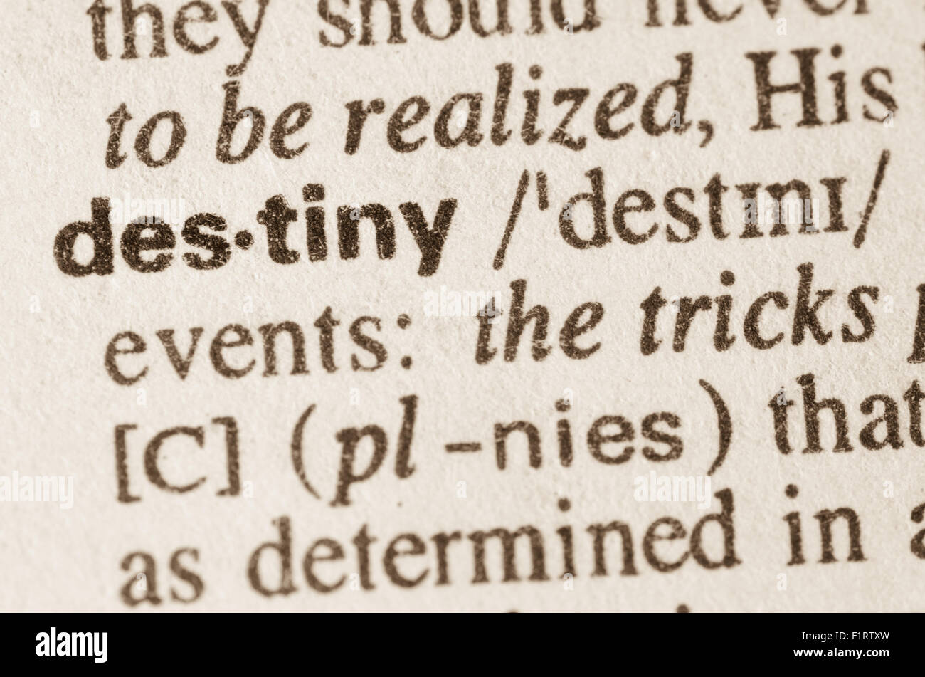 Definition of word destiny in dictionary Stock Photo