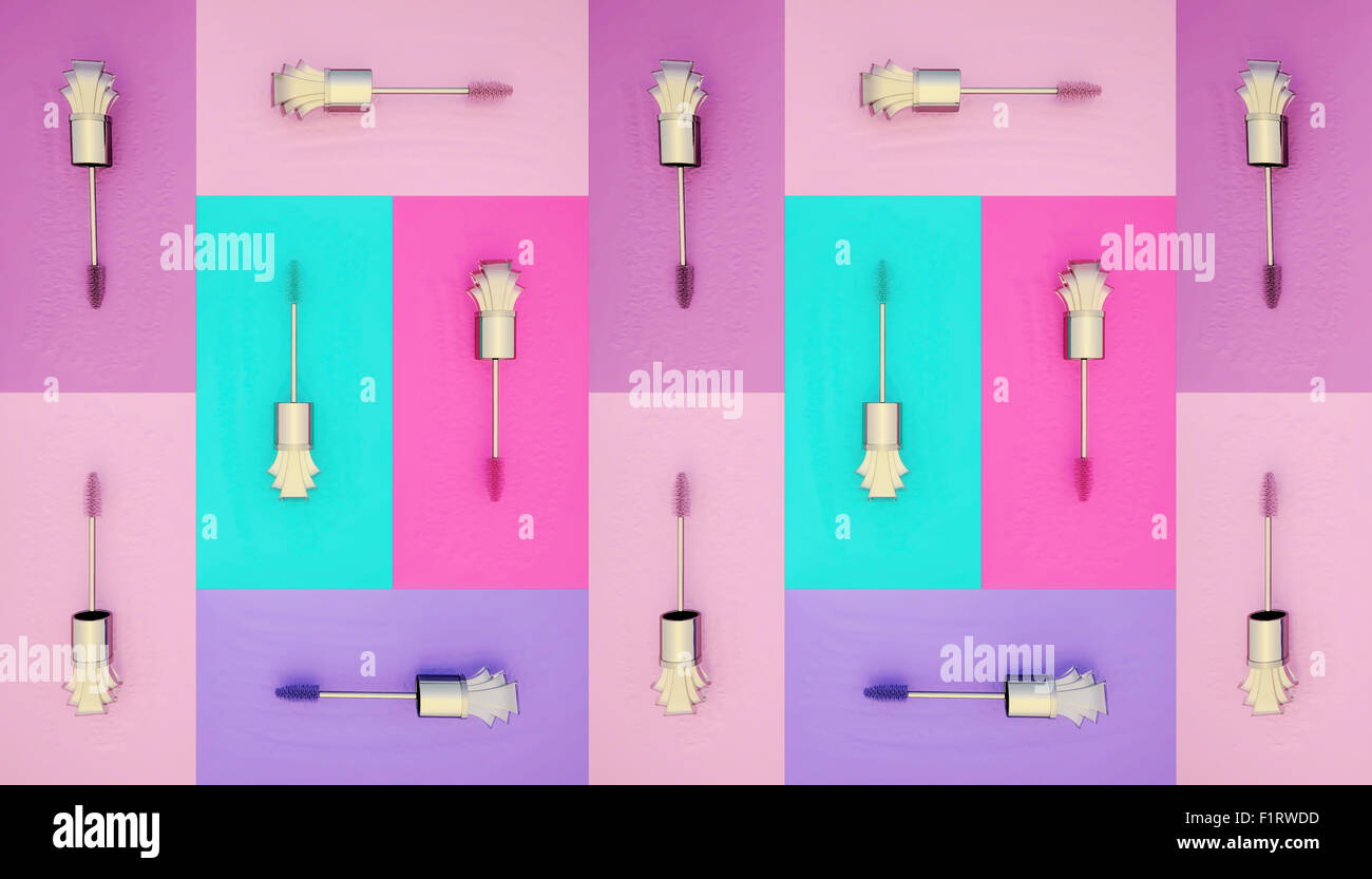 Collection of a mascara shapes on color background. Each one is shot separately. Stock Photo